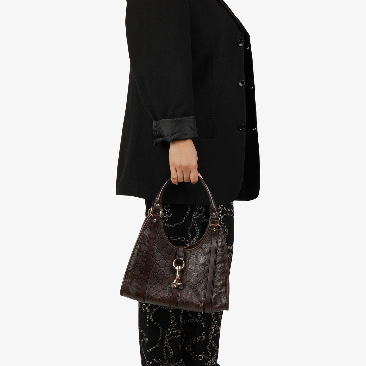 Gucci Jackie Bardot Joy Brown Guccissima Leather Hobo Bag 