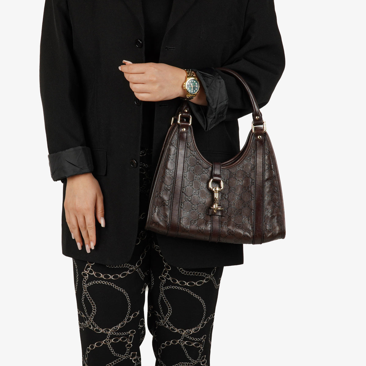 Gucci Jackie Bardot Joy Brown Guccissima Leather Hobo Bag 