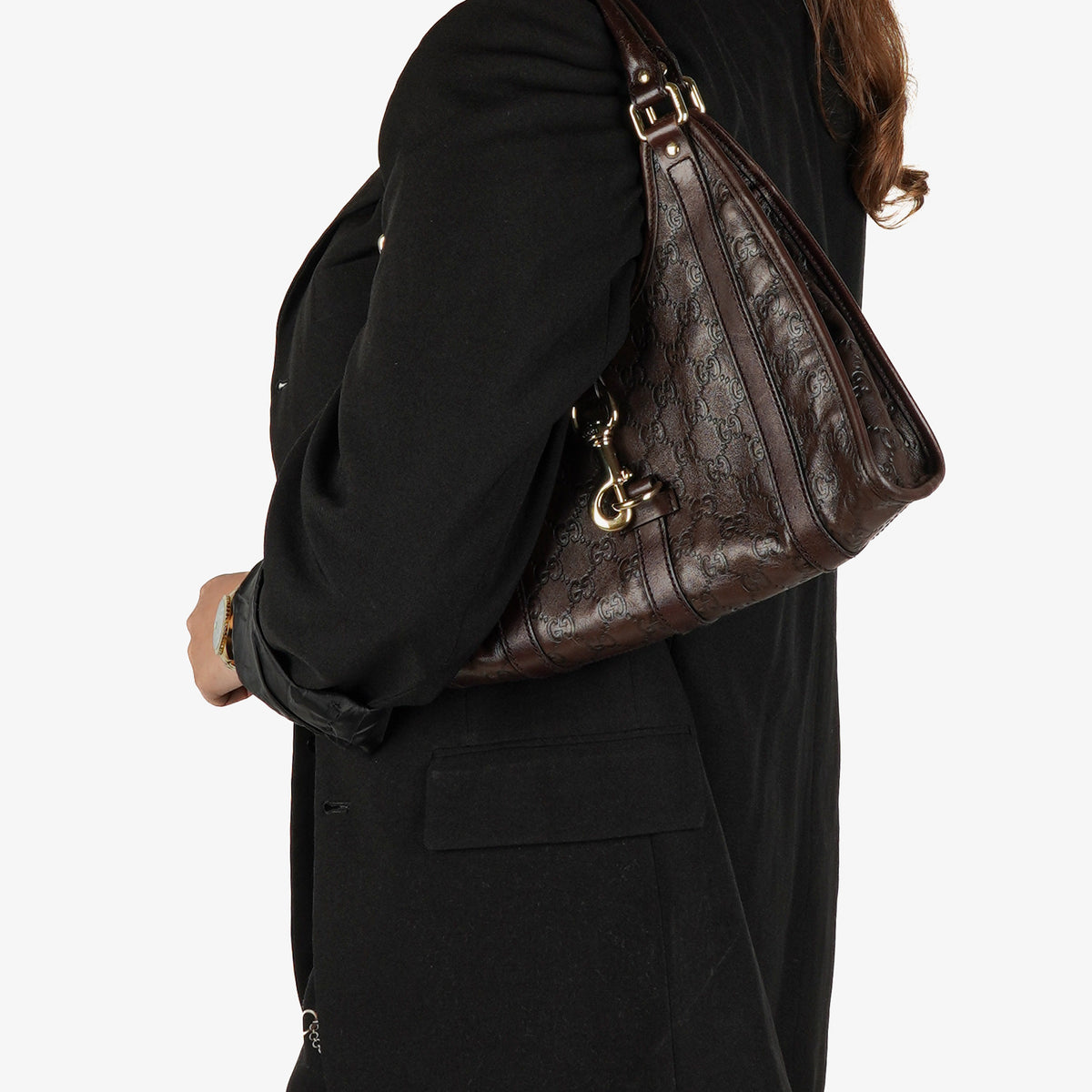 Gucci Jackie Bardot Joy Brown Guccissima Leather Hobo Bag 