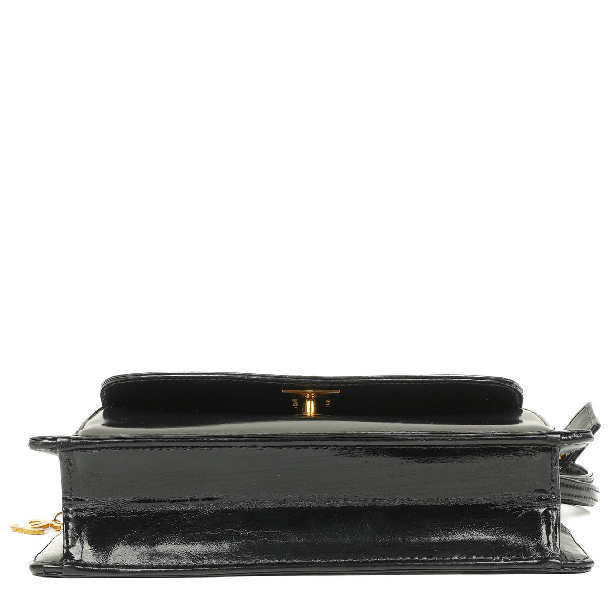 Chanel CC Black Leather Wristlet Bag 24K Gold Hardware