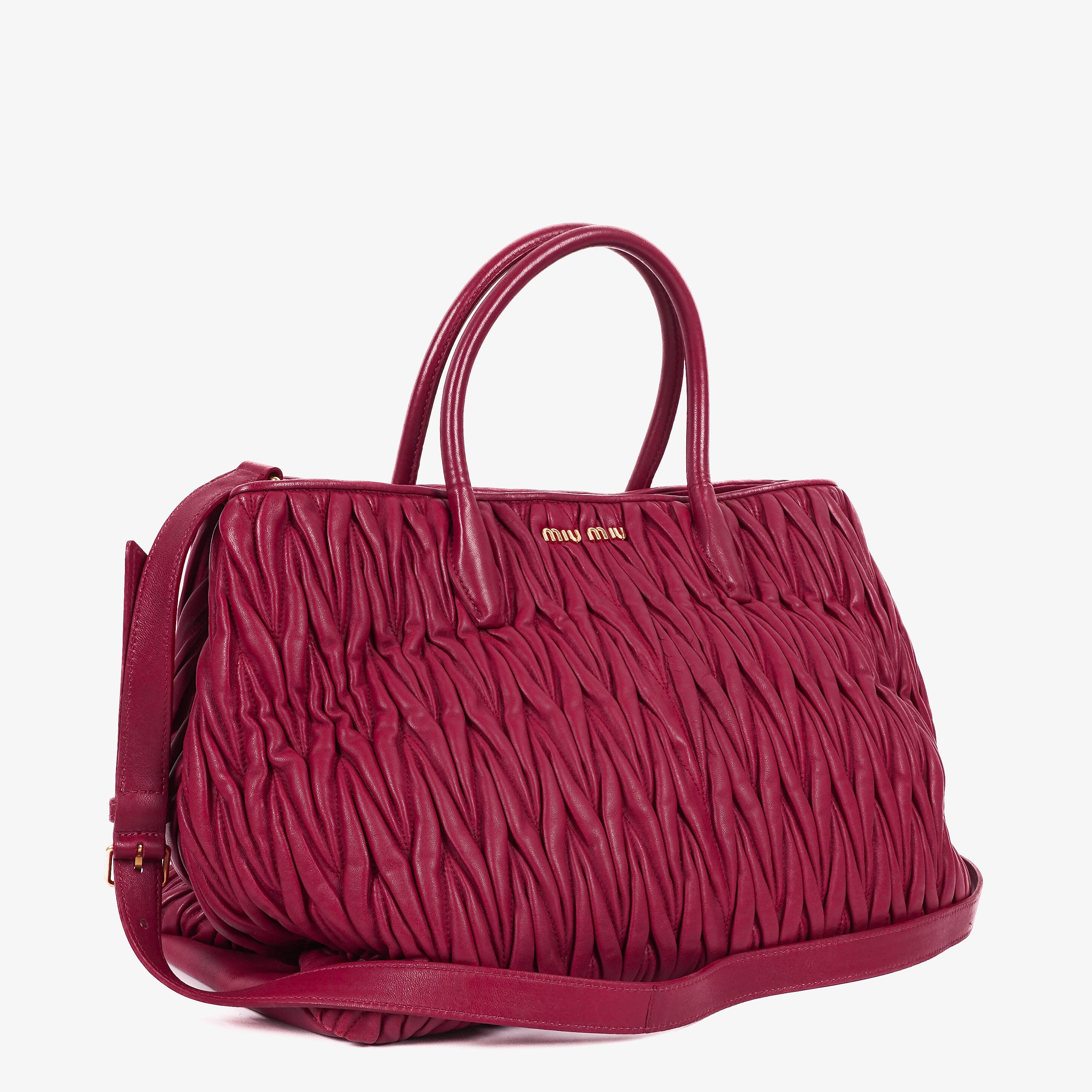 Miu Miu Matelasse Rubino Leather Tote Bag