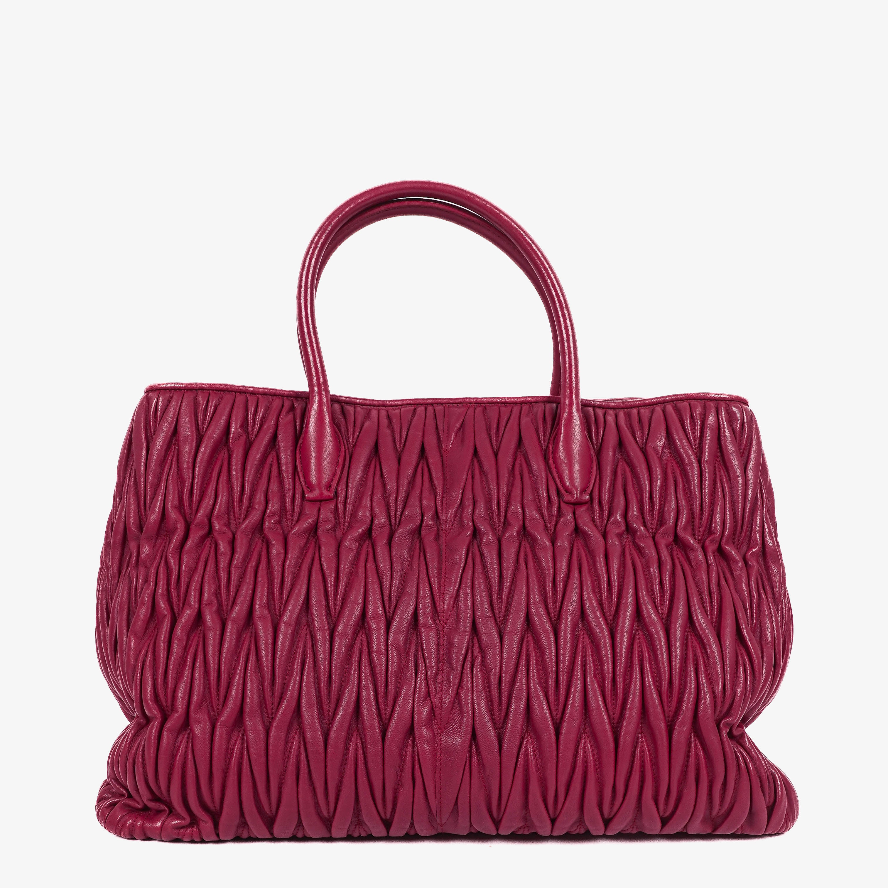 Miu Miu Matelasse Rubino Leather Tote Bag