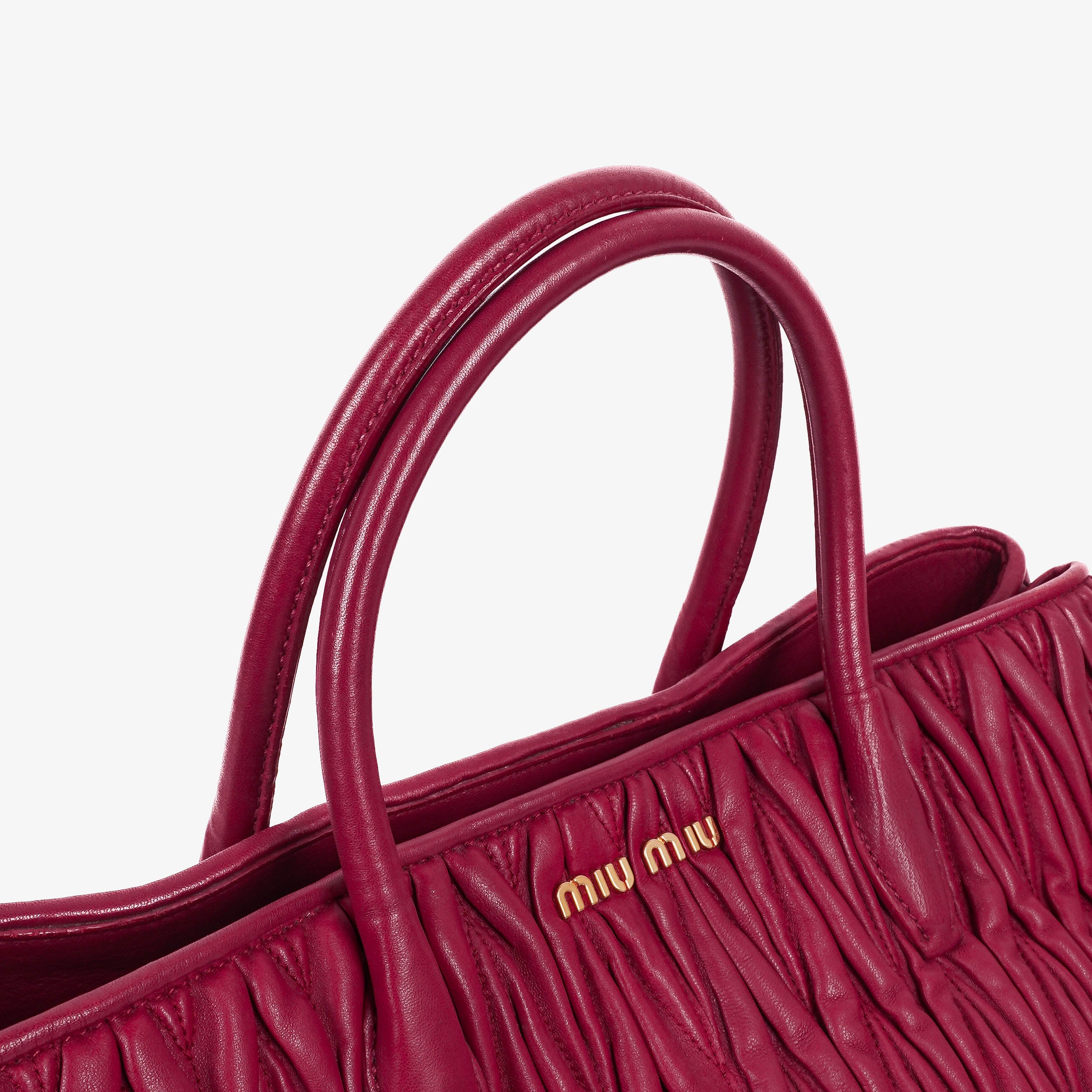 Miu Miu Matelasse Rubino Leather Tote Bag