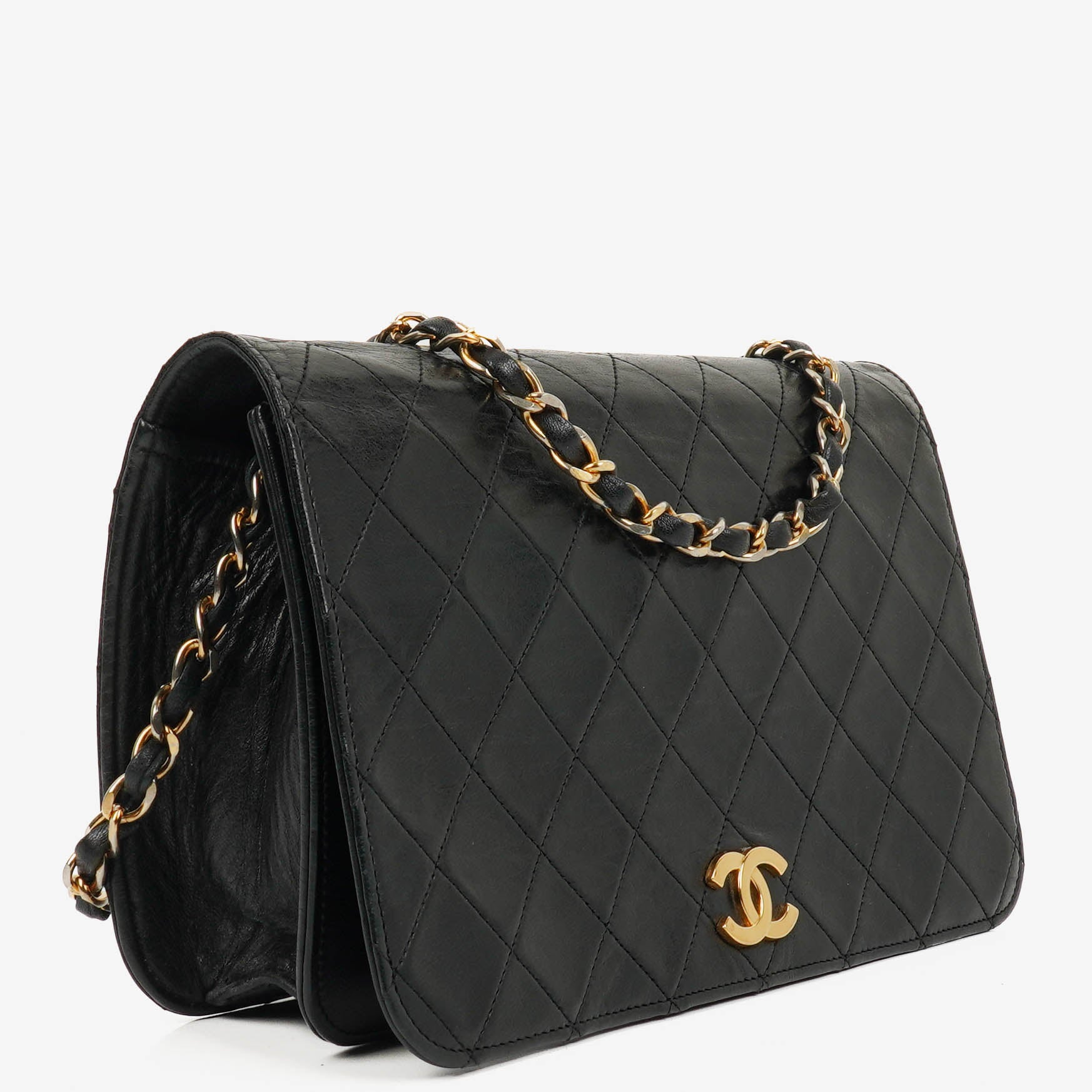 Chanel Classic Full Flap Bag Black Quilted Leather 24K Gold-Plated Hardware