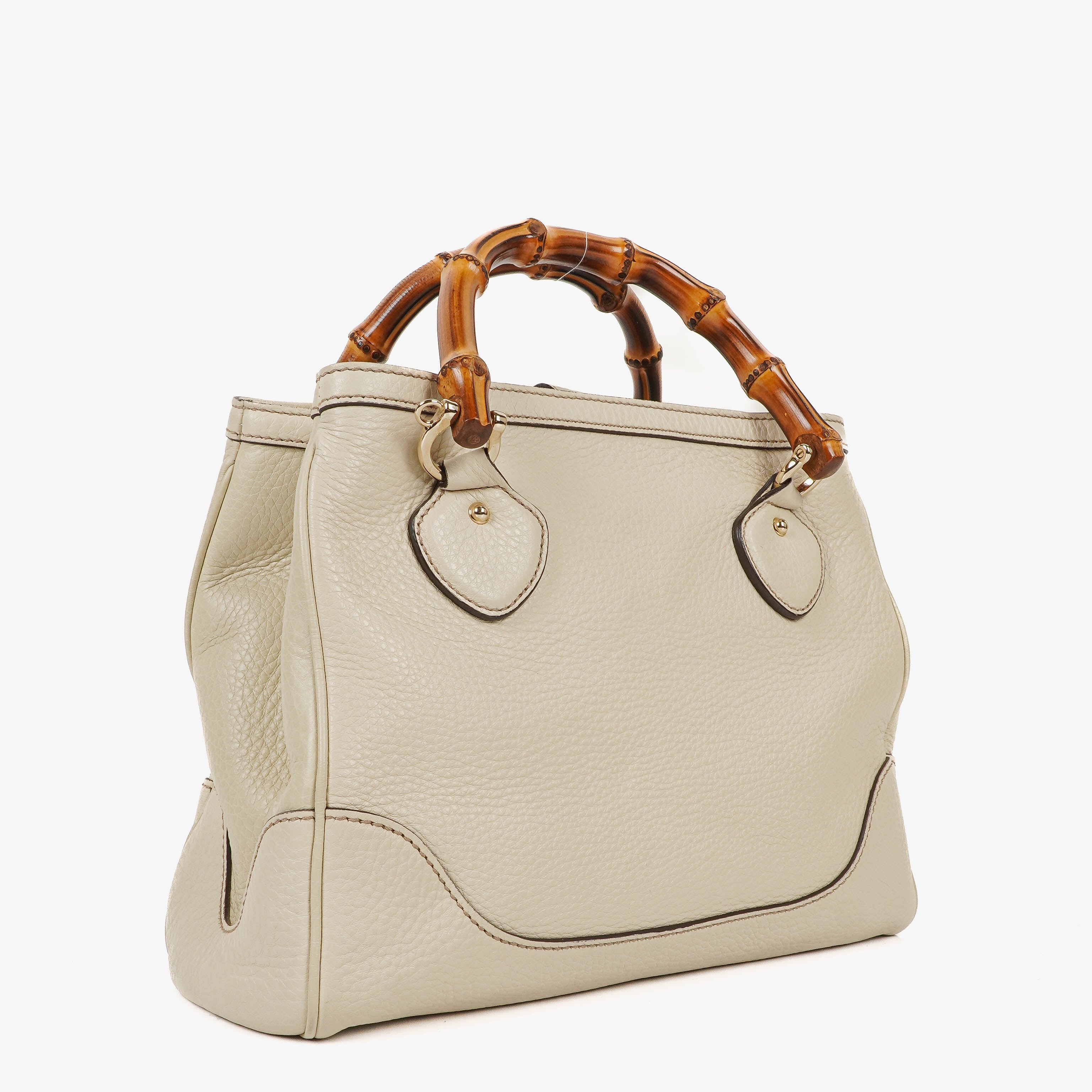 Gucci Diana Bamboo Top Handle Neutral Leather Tote Bag 