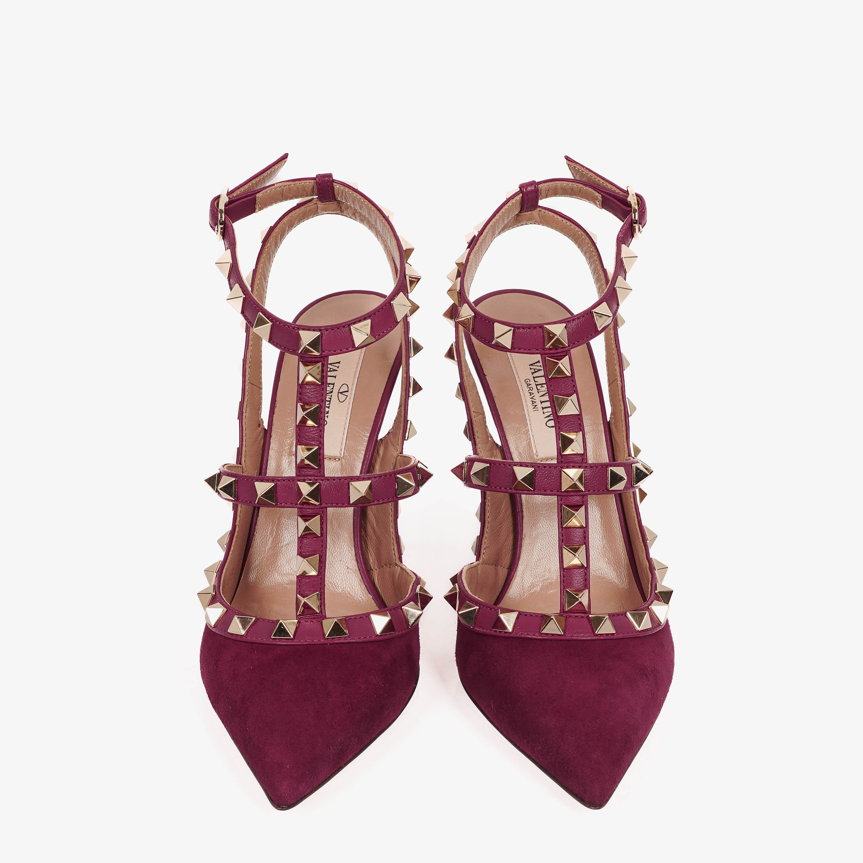 Valentino Rockstud Suede T-Strap Heels