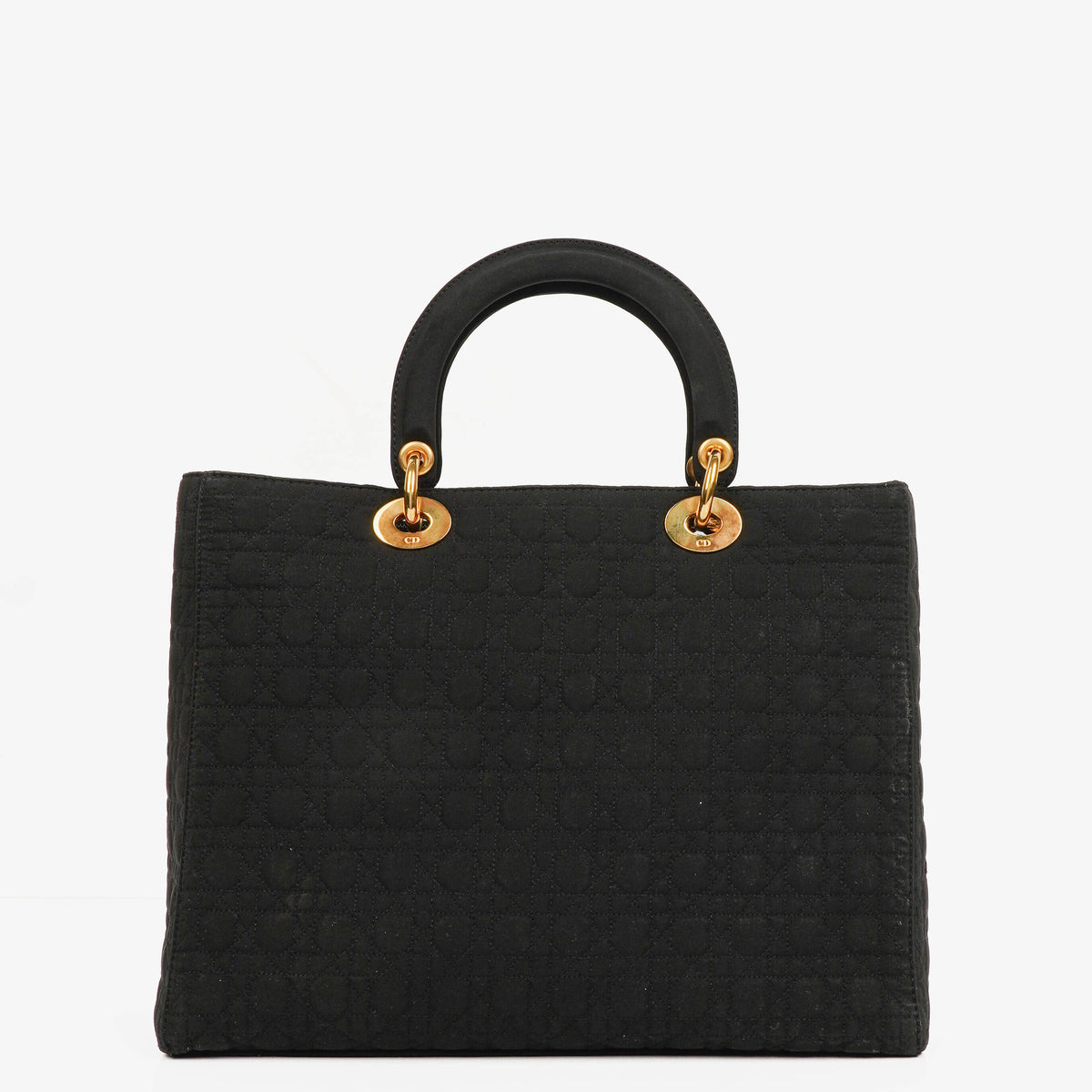 Christian Large Dior Lady Dior Black Nylon Cannage Bag