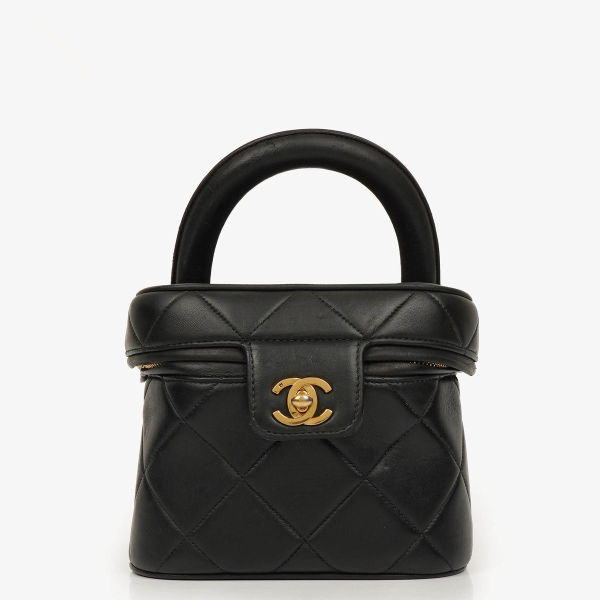 Chanel Black Quilted Leather Cosmetic Vanity Case