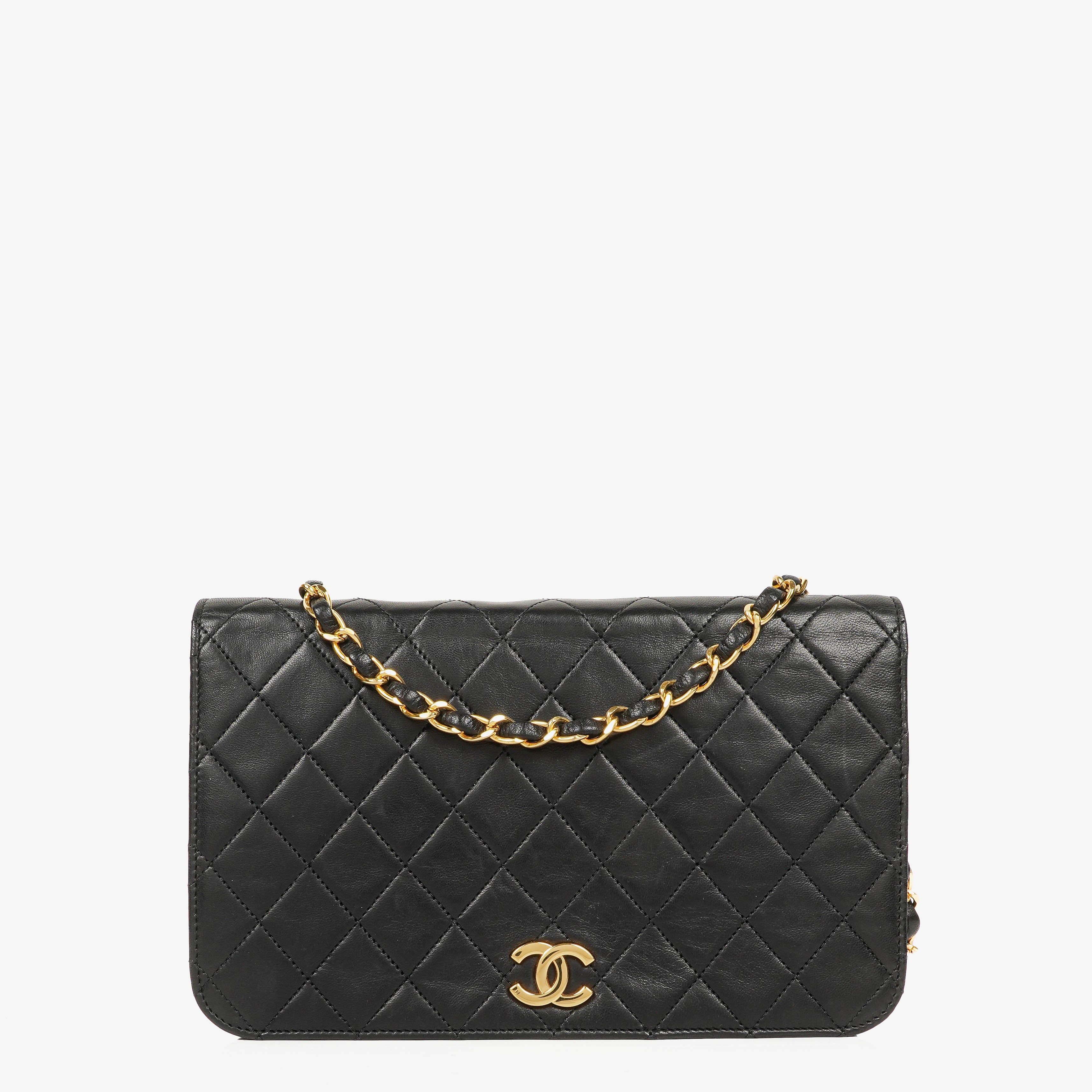 Chanel Classic Full Flap Bag Black Quilted Lambskin 24K Gold-Plated Hardware