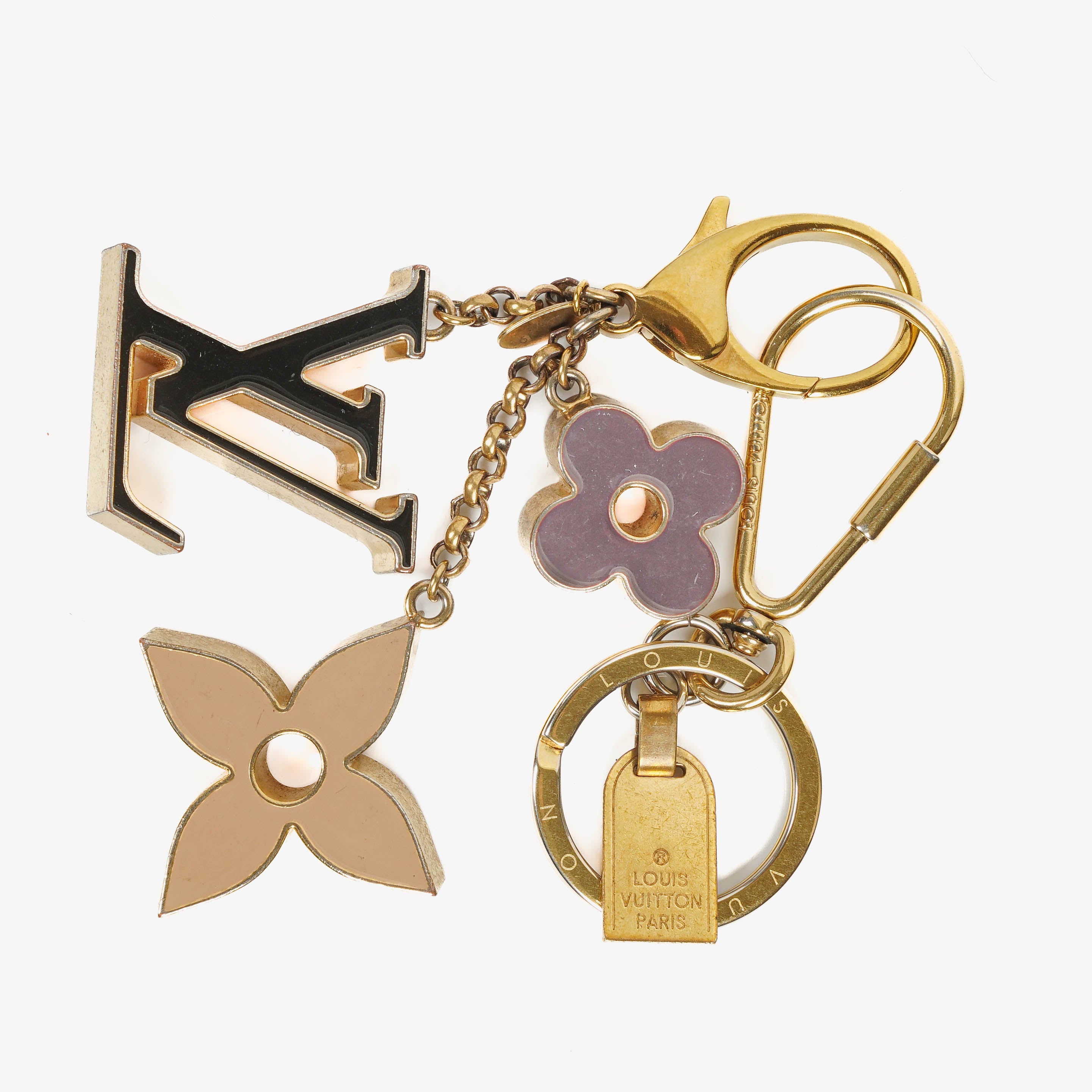 Louis Vuitton Fleur de Monogram Bag Charm and Key Chain With Mini Travel Key Holder 