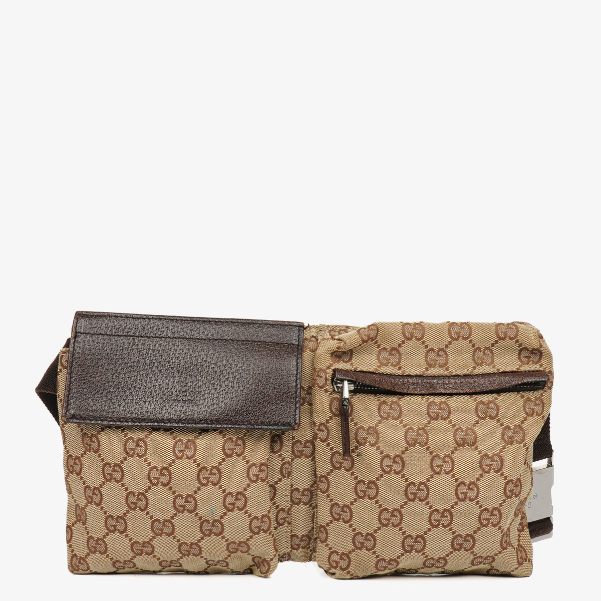 Gucci GG Beige/Brown Monogram Canvas Belt Bag