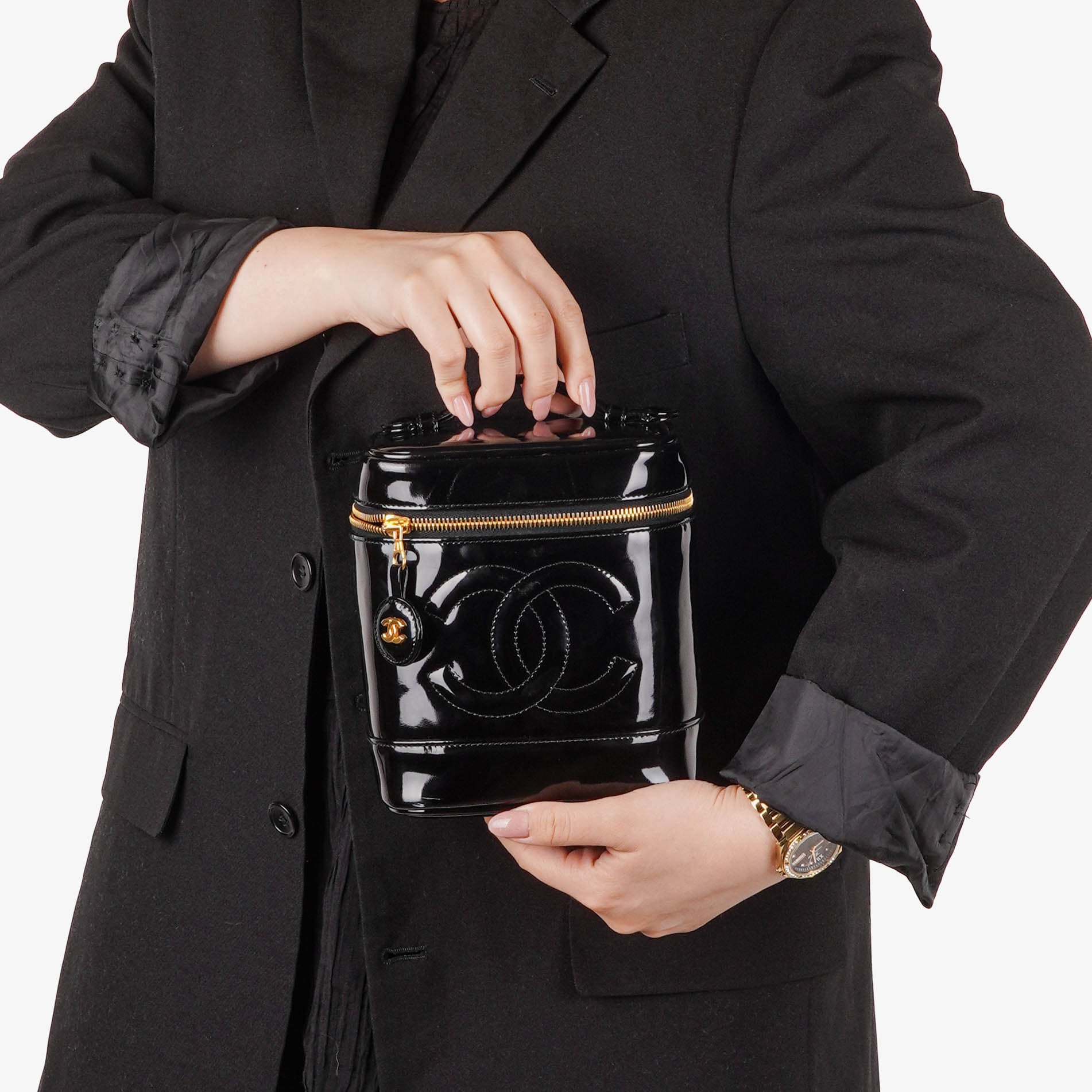 Chanel Black Patent Leather Vanity Case