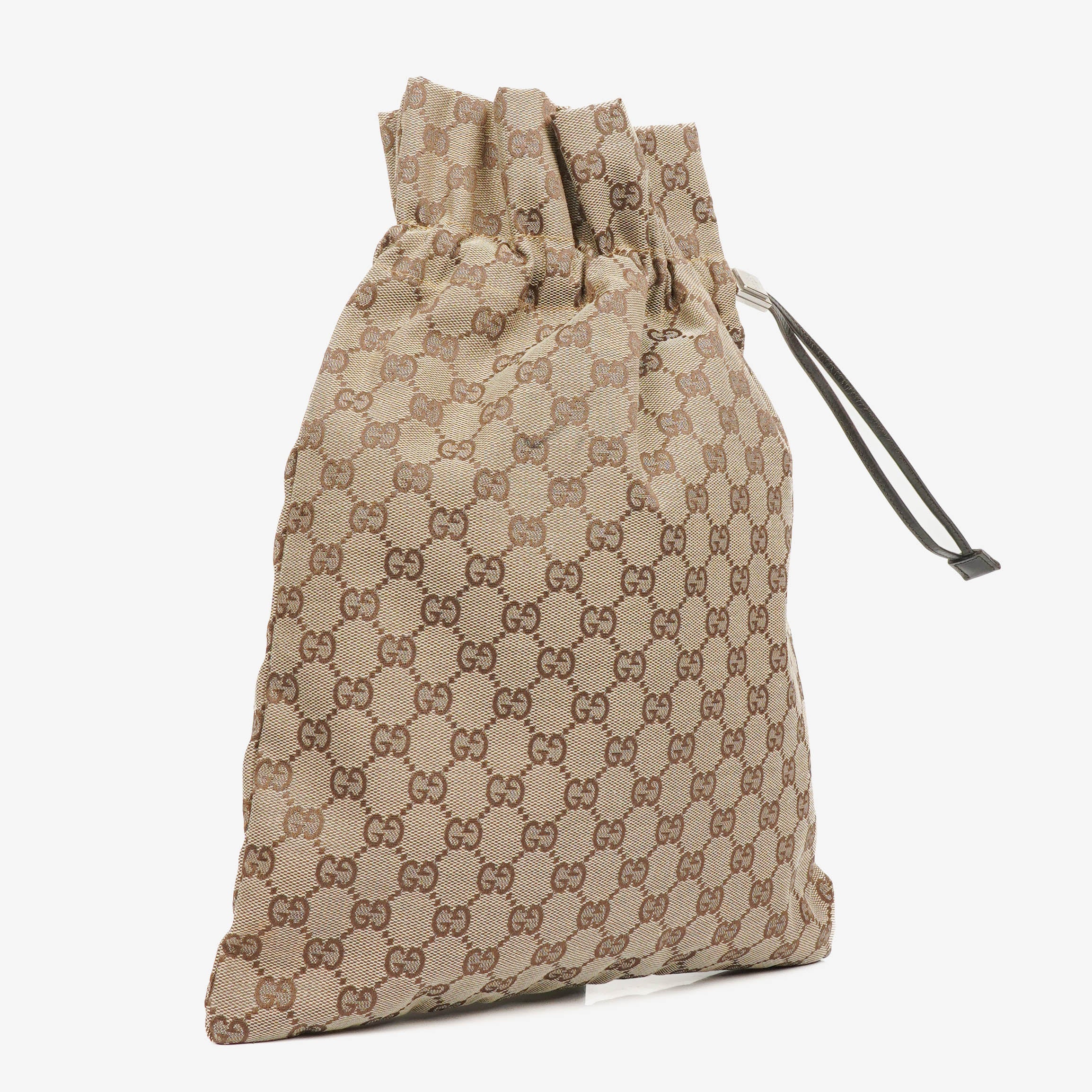 Gucci Beige/Ebony GG Canvas Drawstring Bucket Bag