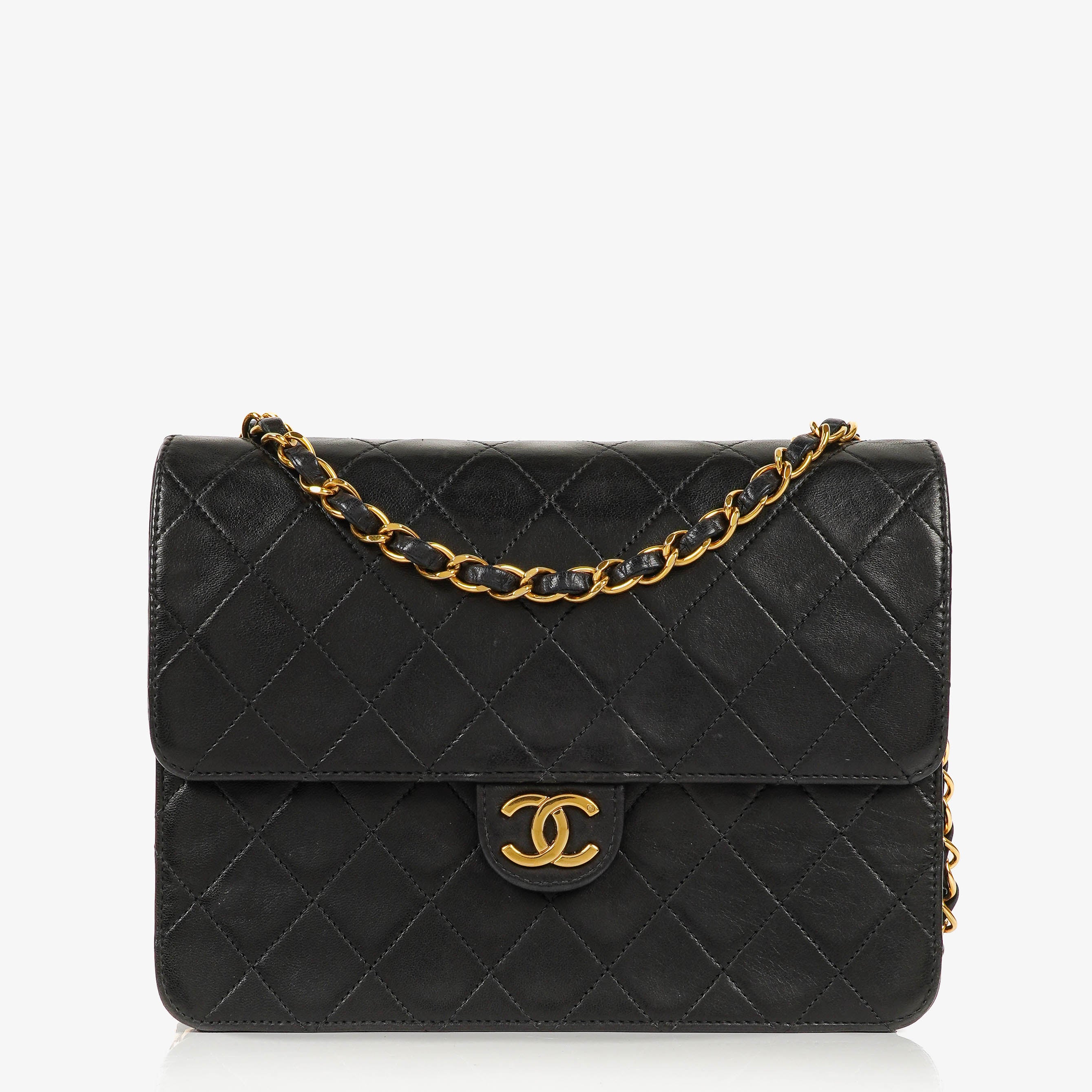Chanel Small Classic Single Flap Bag Black Quilted Lambskin With 24K Gold-Plated Hardware