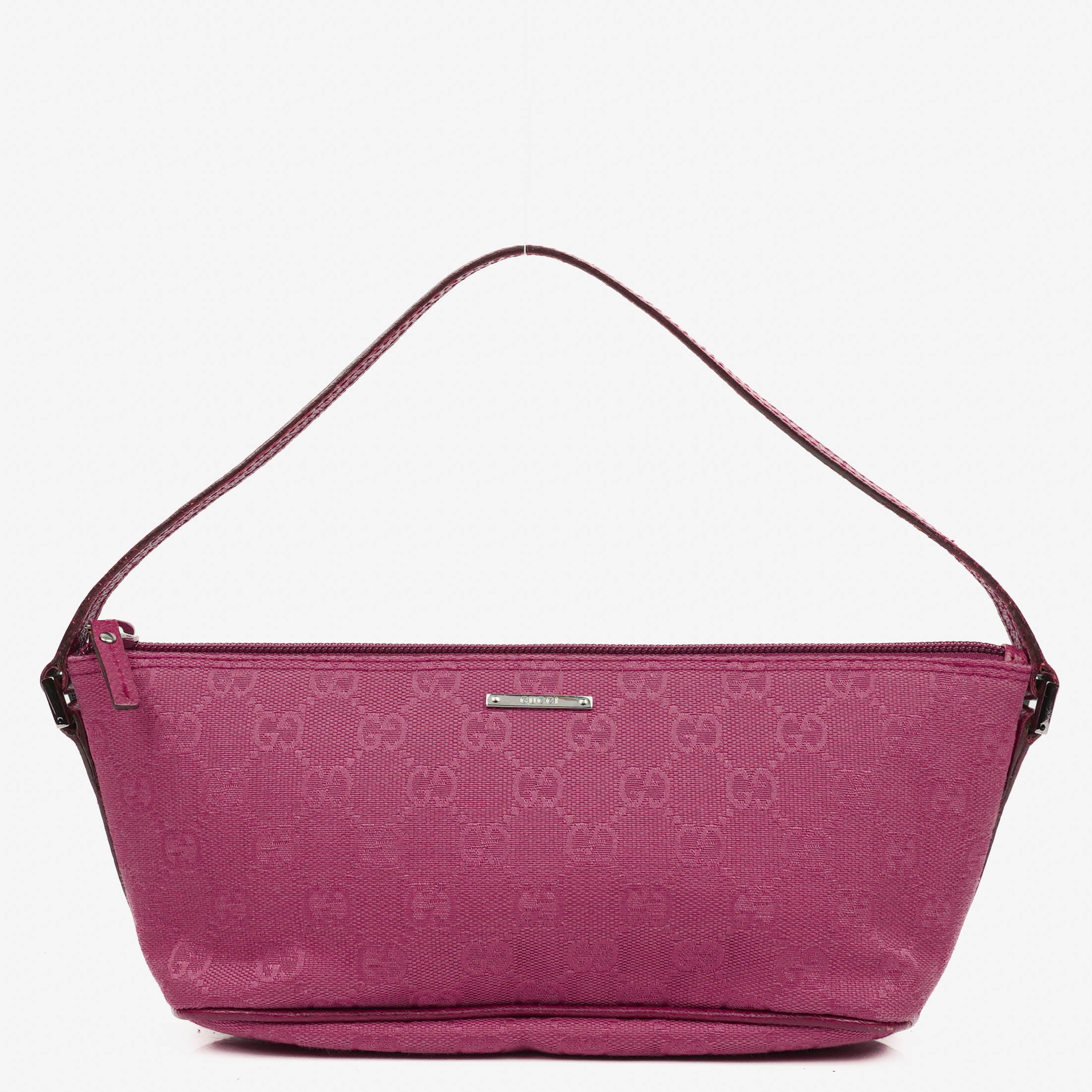 Gucci Mini Baguette Pochette Boat Pink GG Monogram Bag