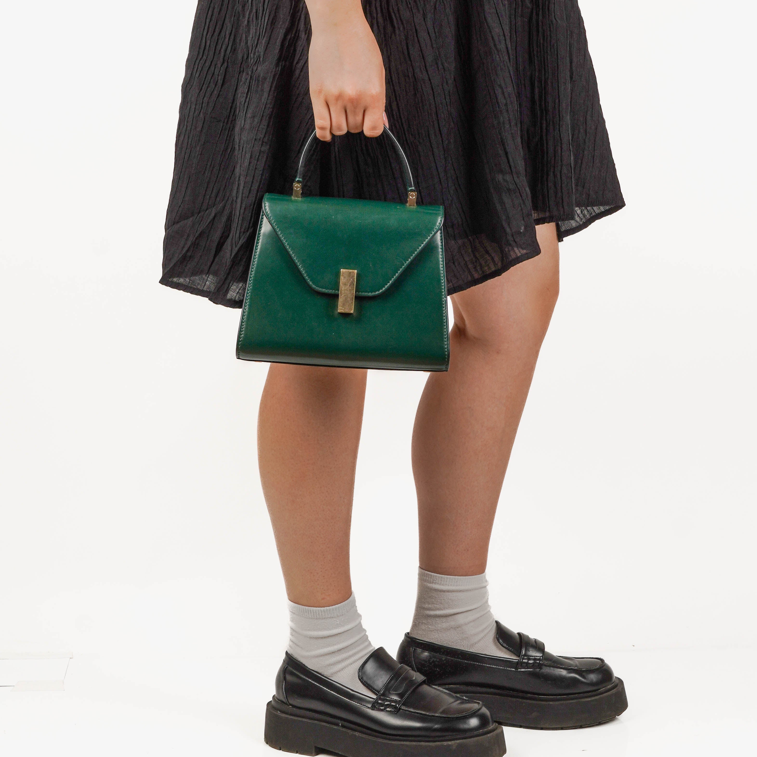 Valextra Iside Green Leather Handbag