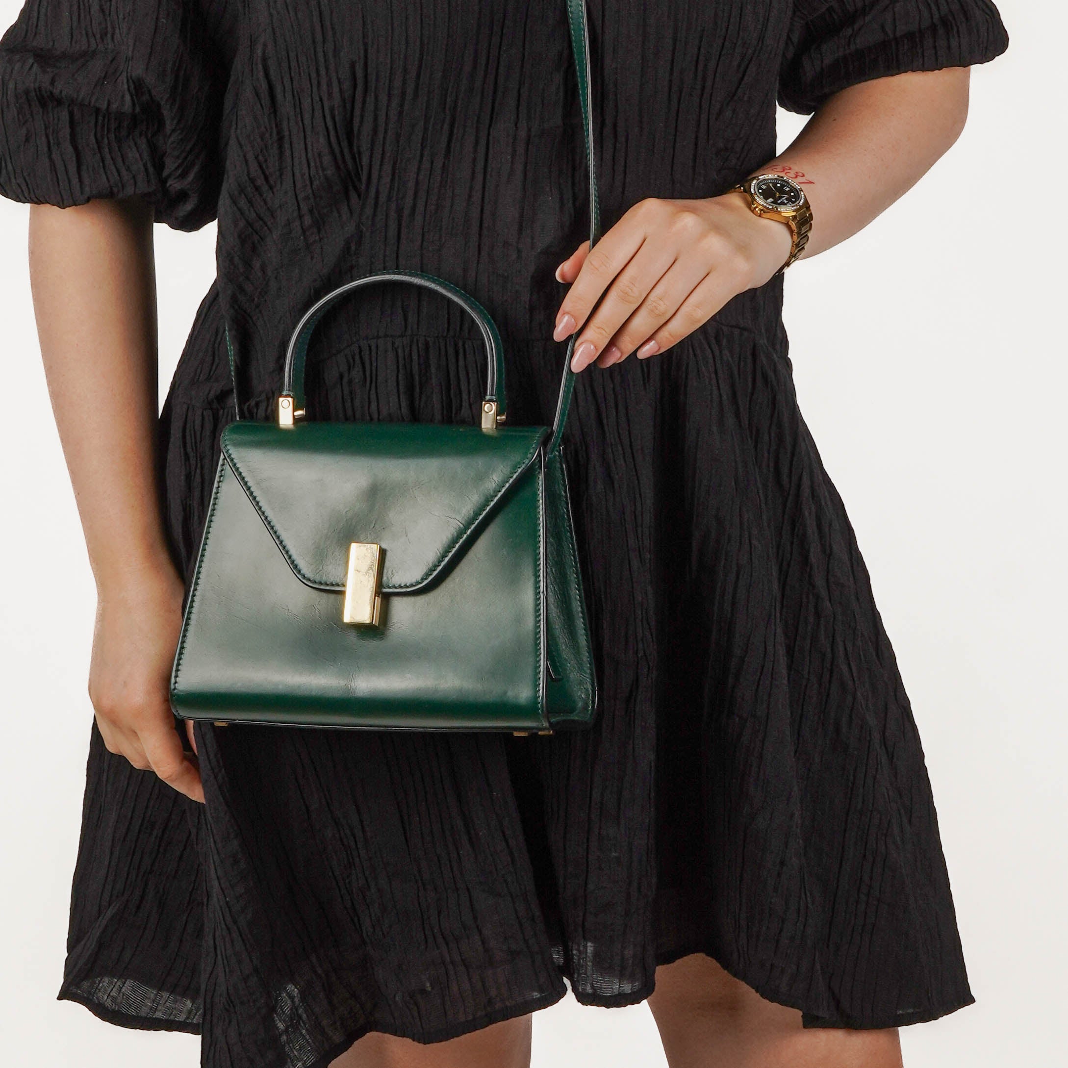 Valextra Iside Green Leather Handbag