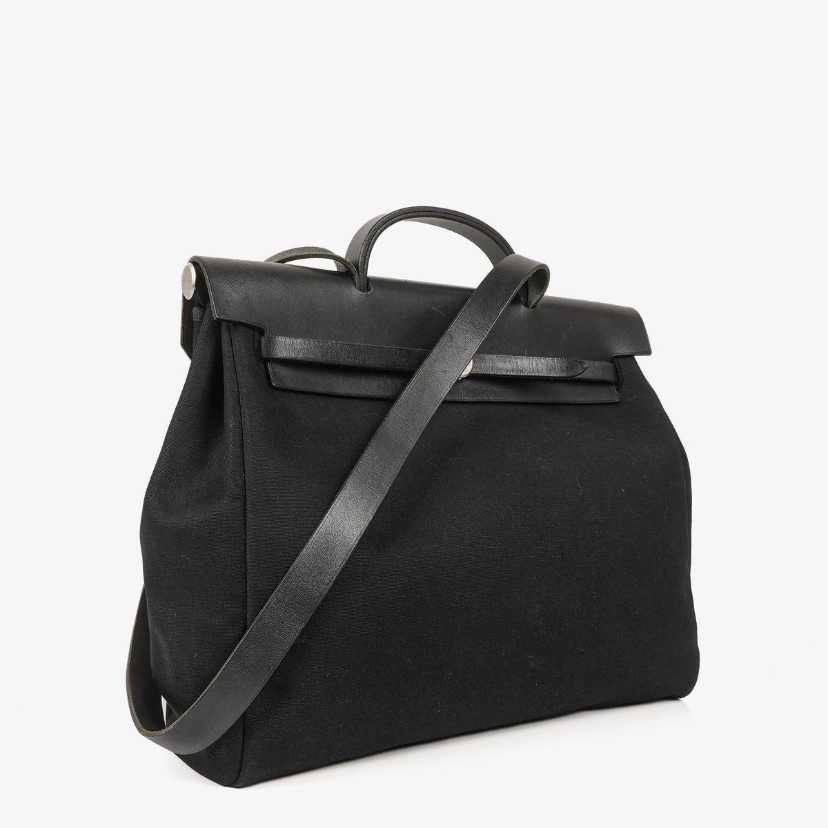 Hermes Herbag Noir Canvas Vache Hunter MM 2 In 1 Bag