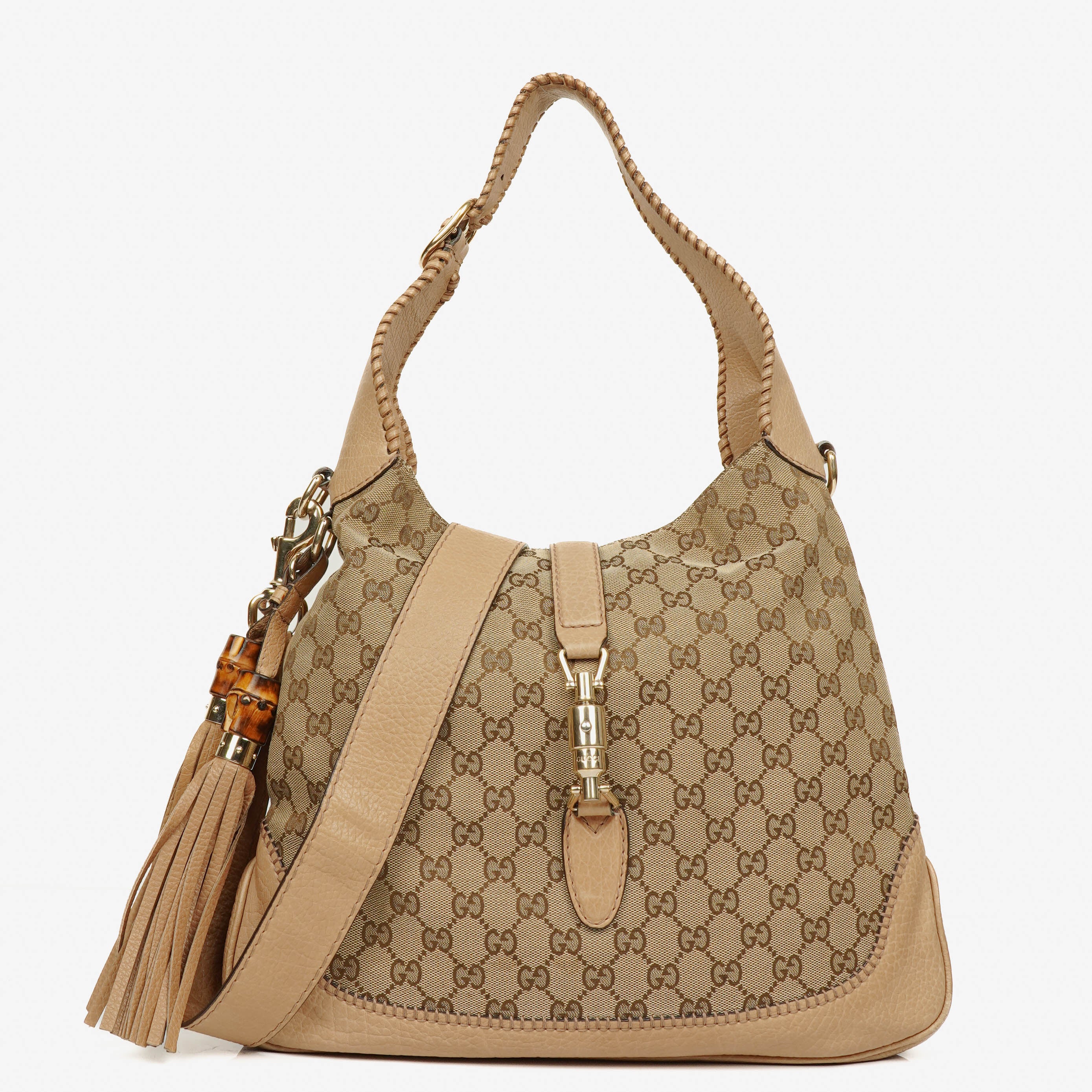 Gucci Beige GG Canvas New Jackie Hobo Bag