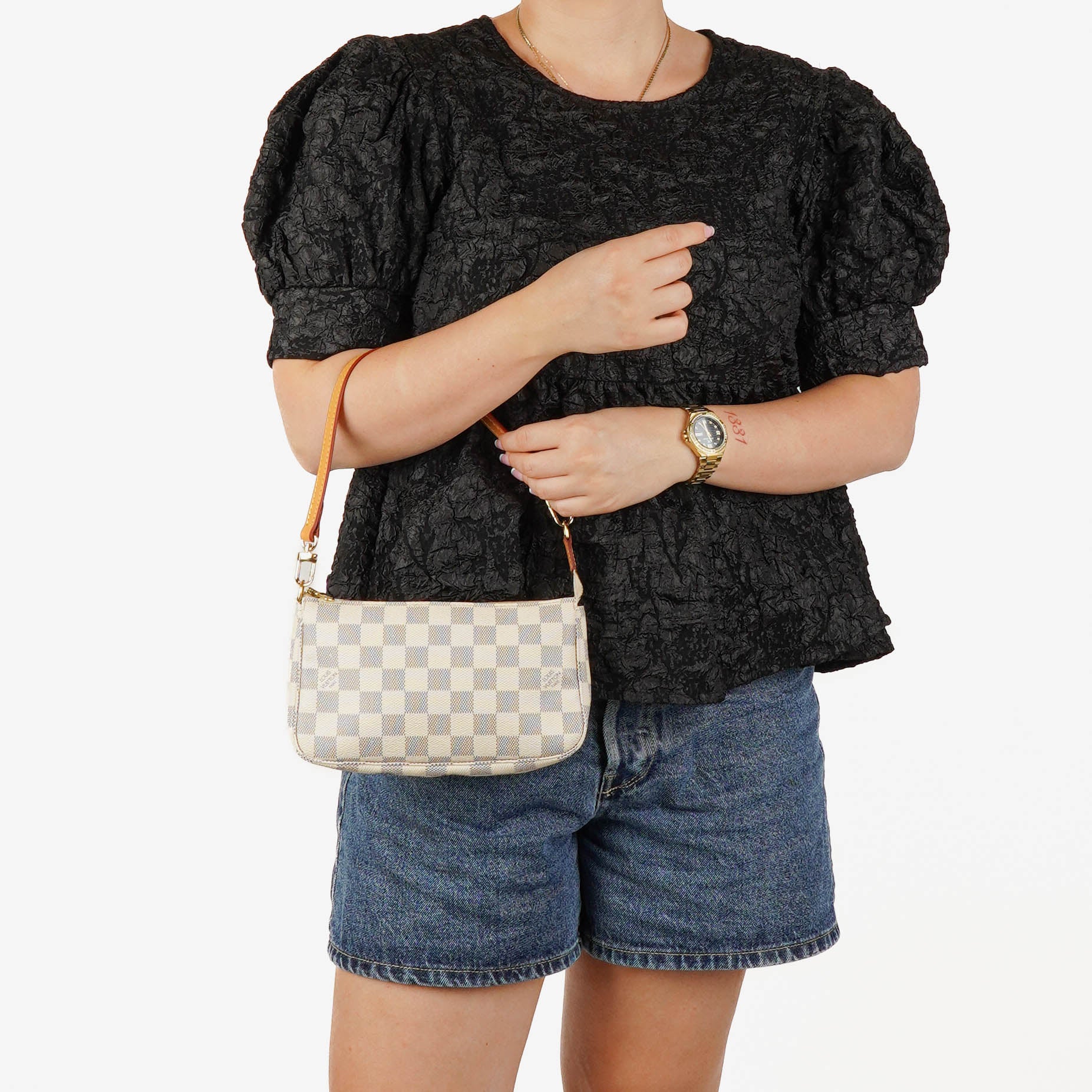Louis Vuitton Pochette Accessoires Damier Azur Clutch Handbag