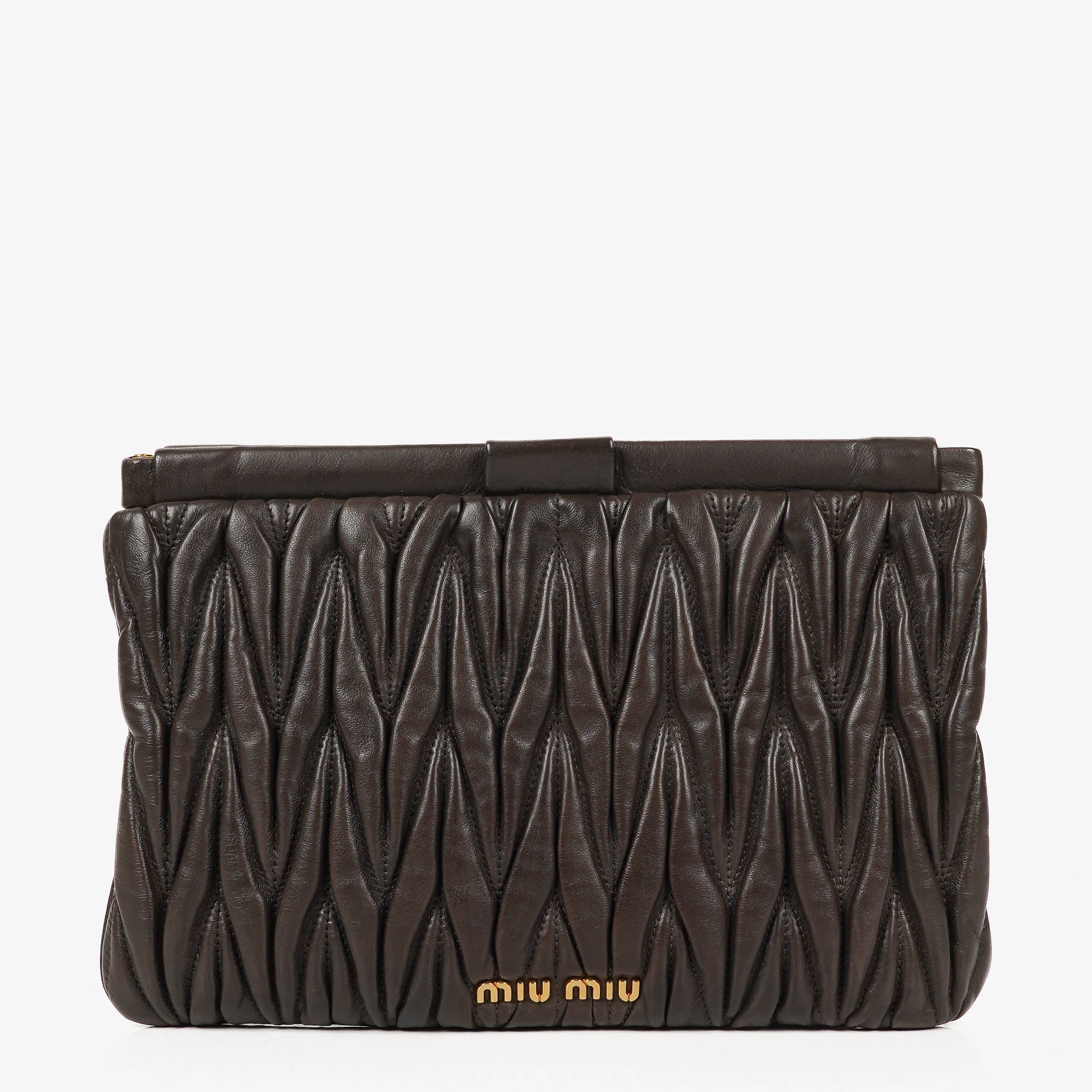Miu Miu Matelasse Brown Leather Cluch Bag