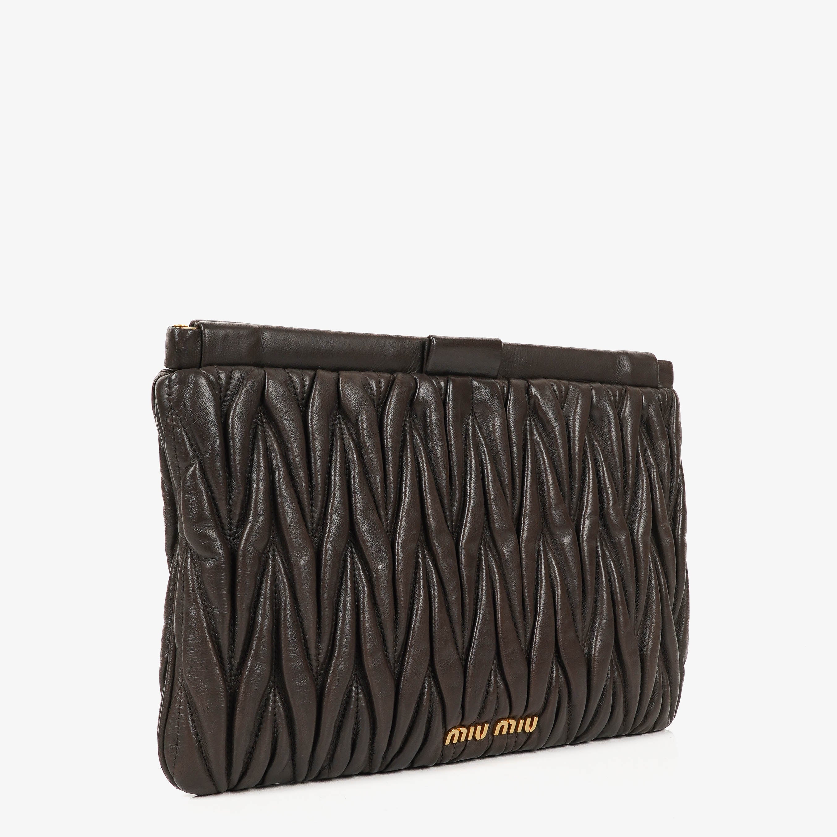 Miu Miu Matelasse Brown Leather Cluch Bag