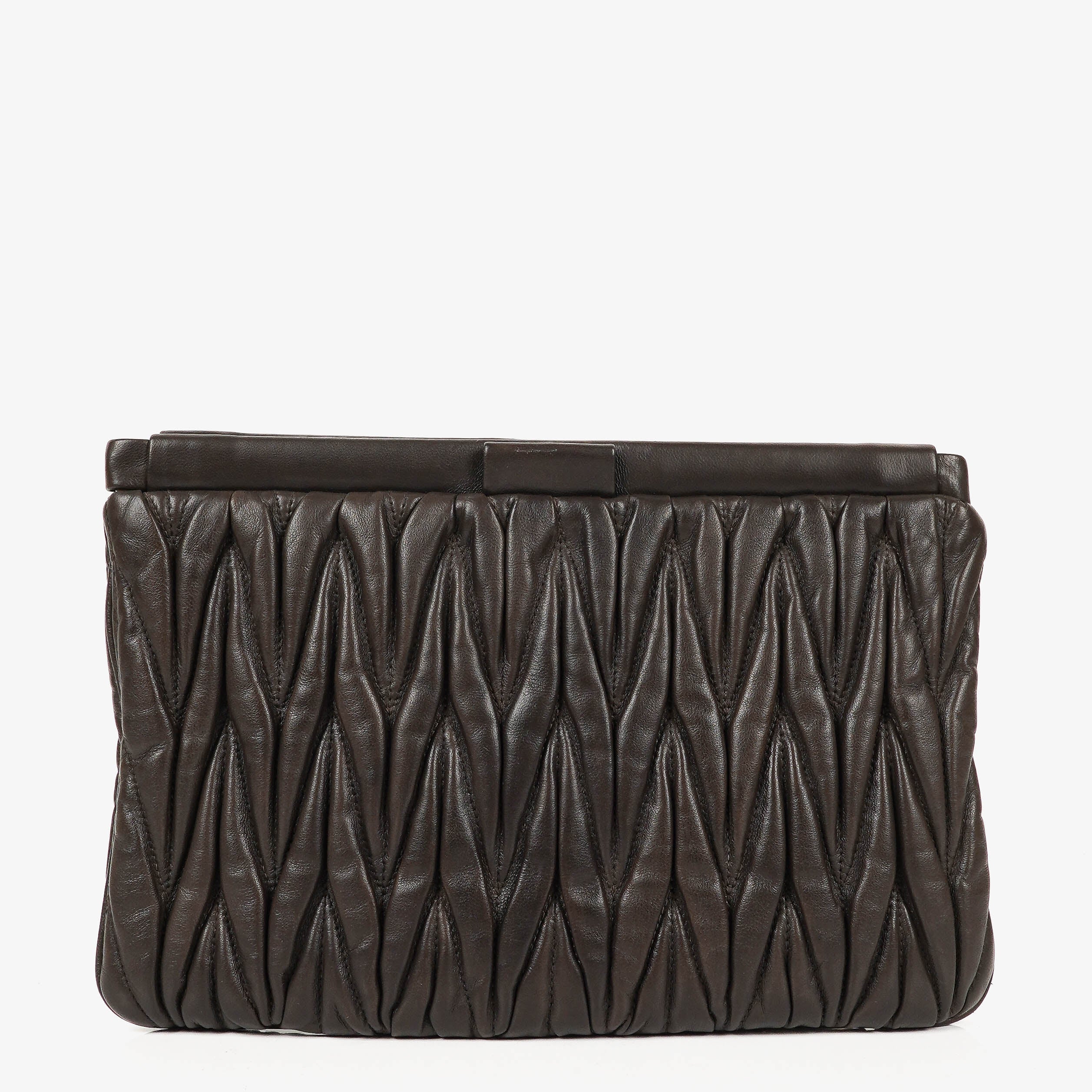 Miu Miu Matelasse Brown Leather Cluch Bag
