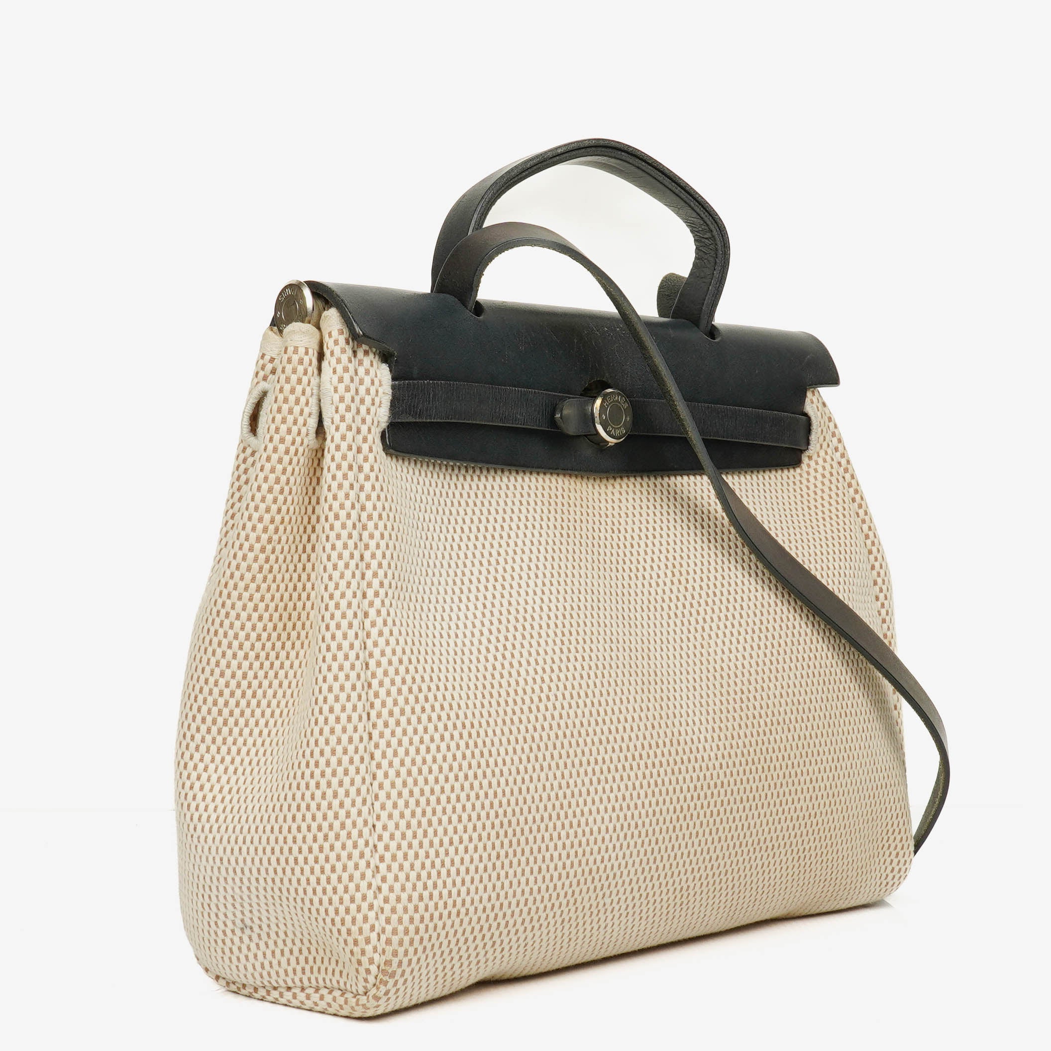 Hermes Herbag Natural/Black PM Vache Hunter Criss Viking 2 In 1 Bag