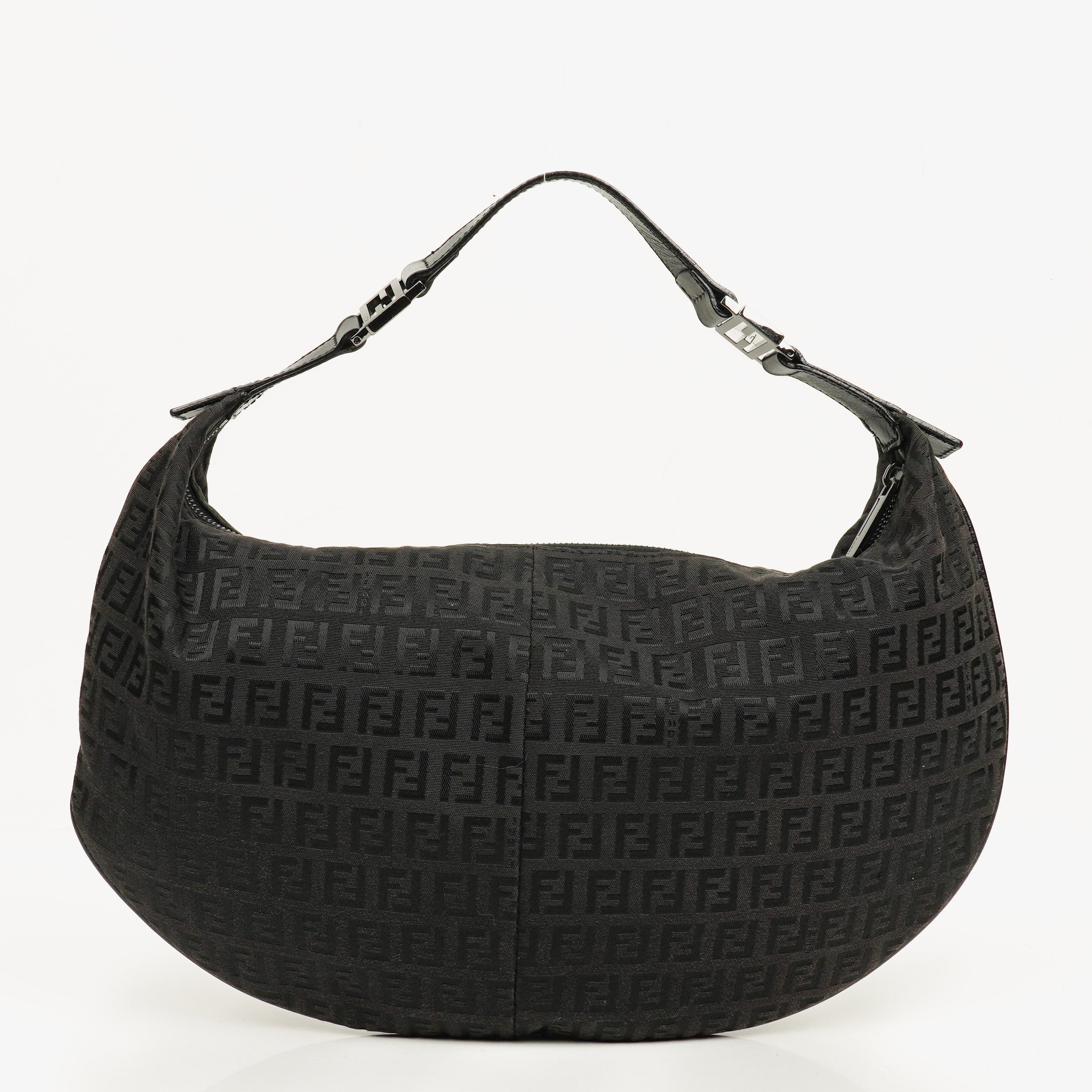 Fendi Black Zucchino Canvas Hobo Bag.
