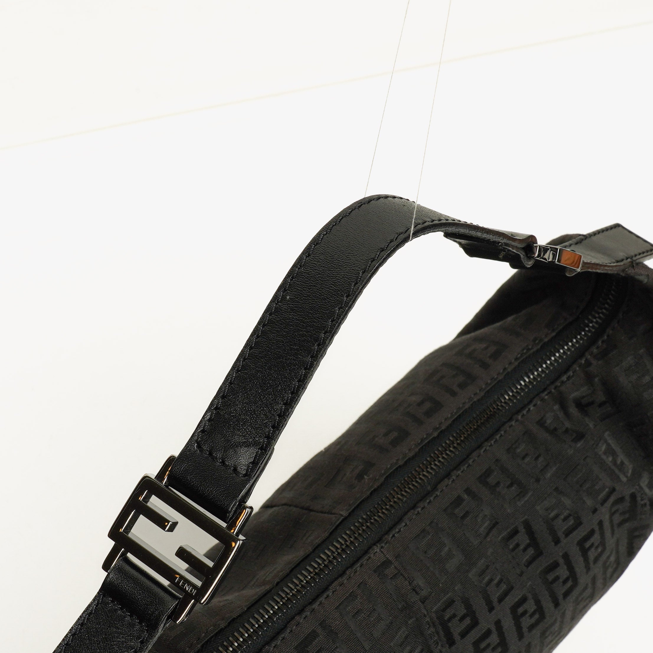 Fendi Black Zucchino Canvas Hobo Bag.