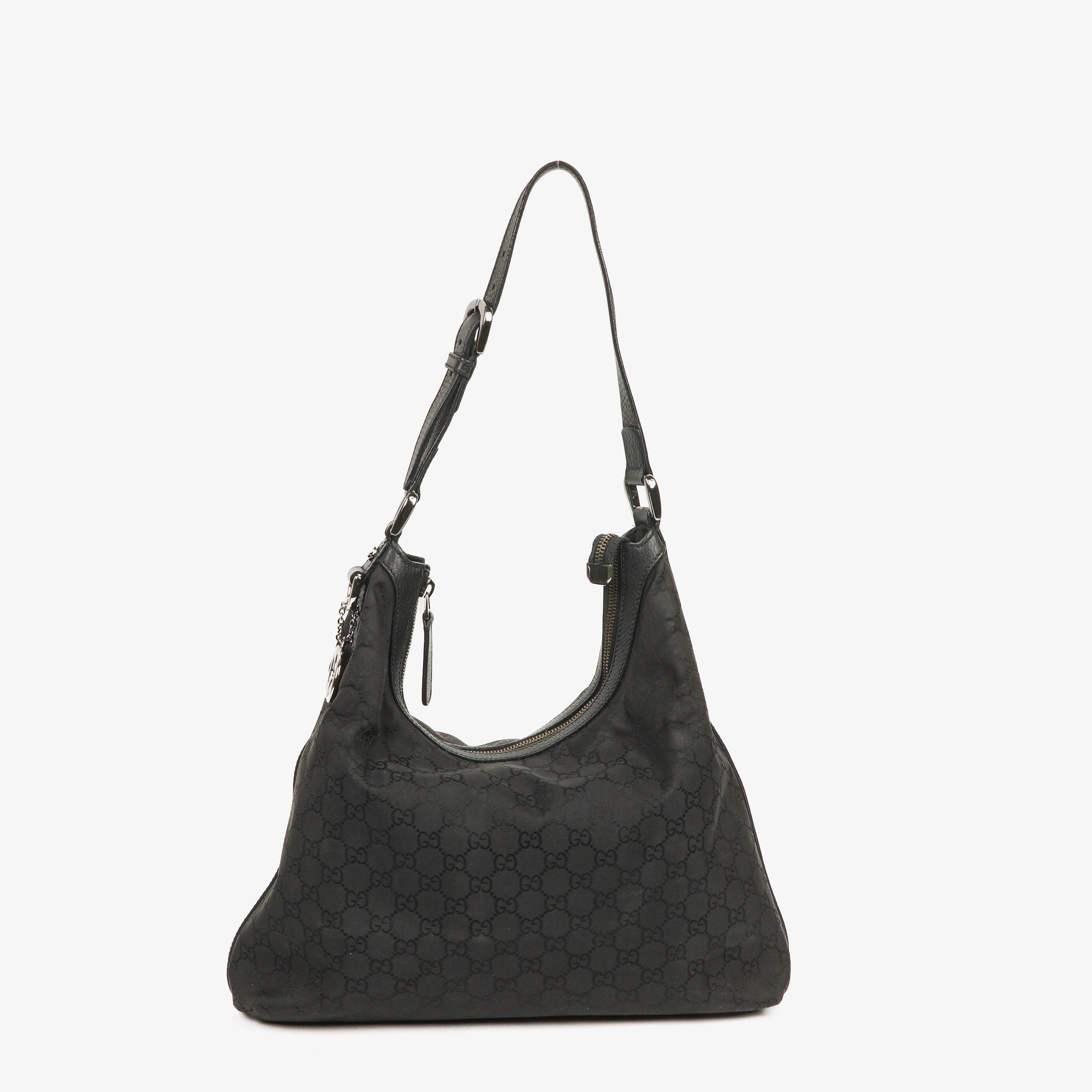 Gucci GG Canvas Charm Black Hobo Bag