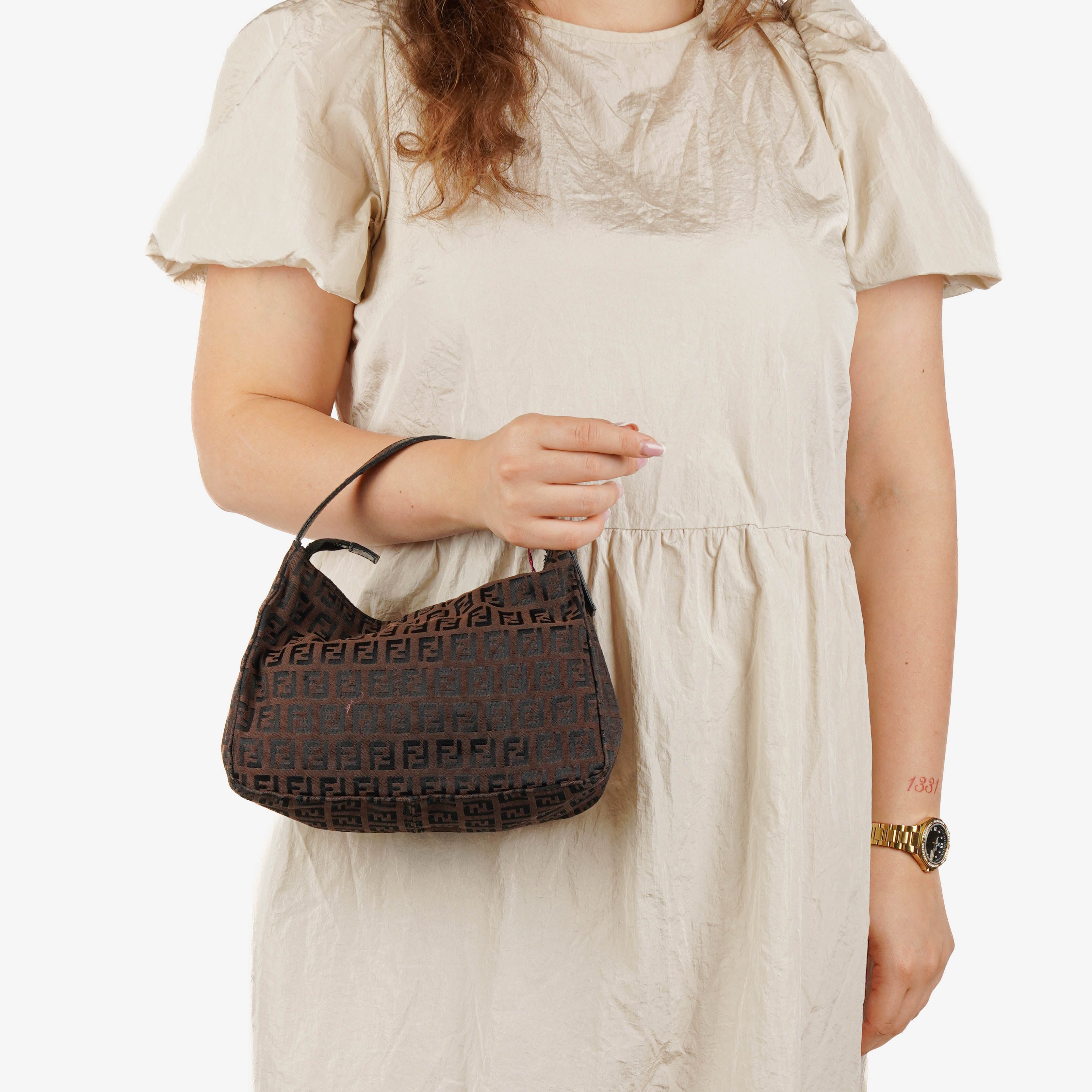 Fendi FF Zucchino Brown Pouch