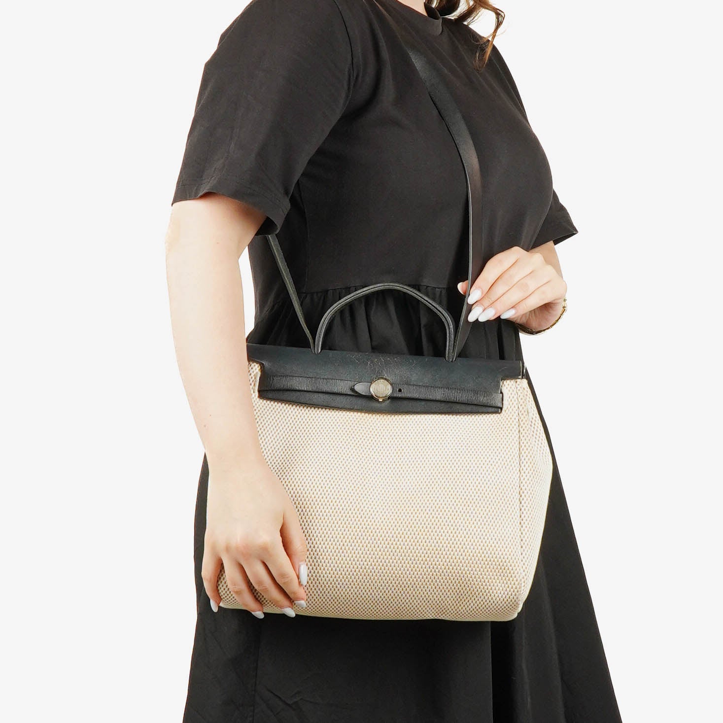 Hermes Herbag Natural/Black PM Vache Hunter Criss Viking 2 In 1 Bag