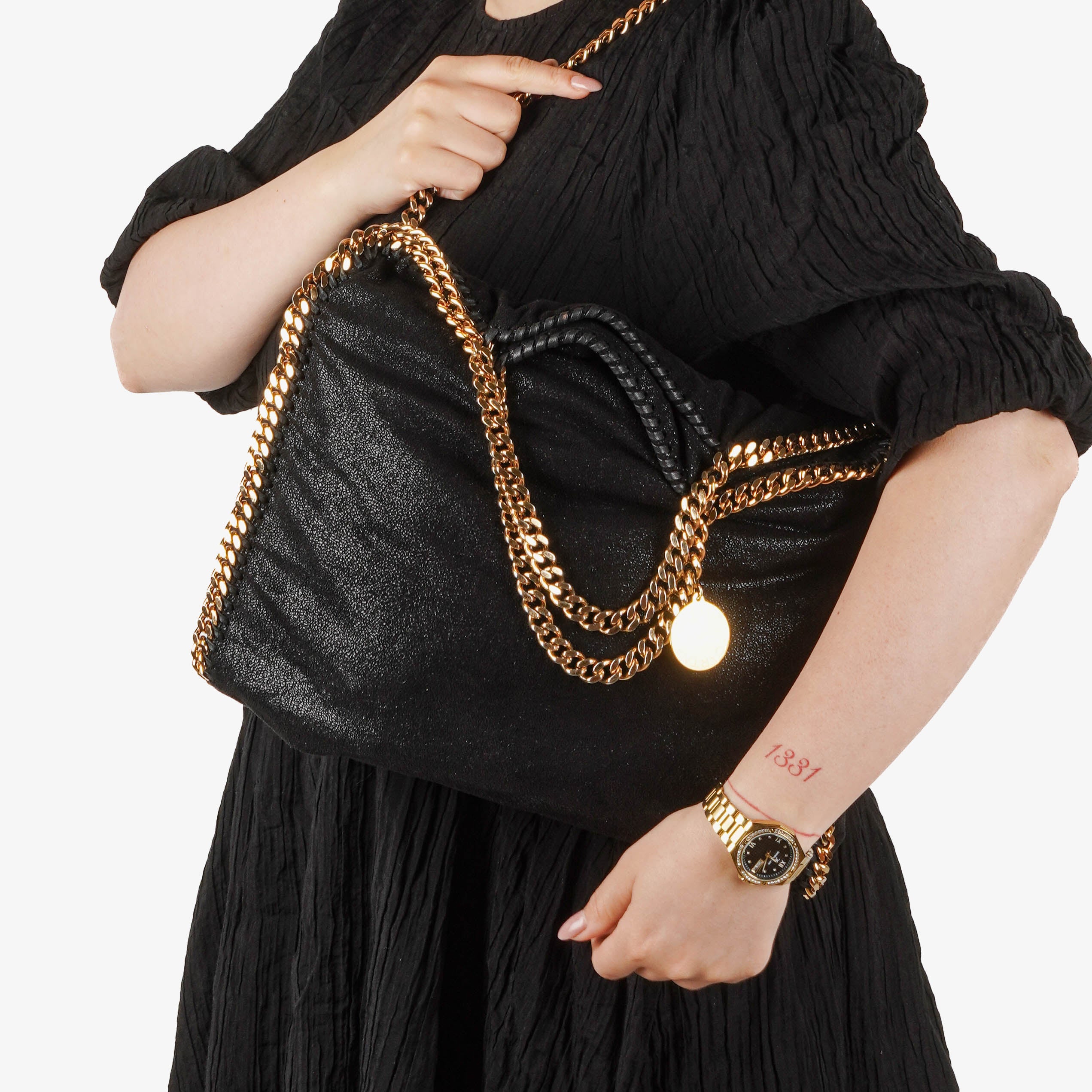 Stella McCartney Black Falabella Tote Vegan Shaggy Deer