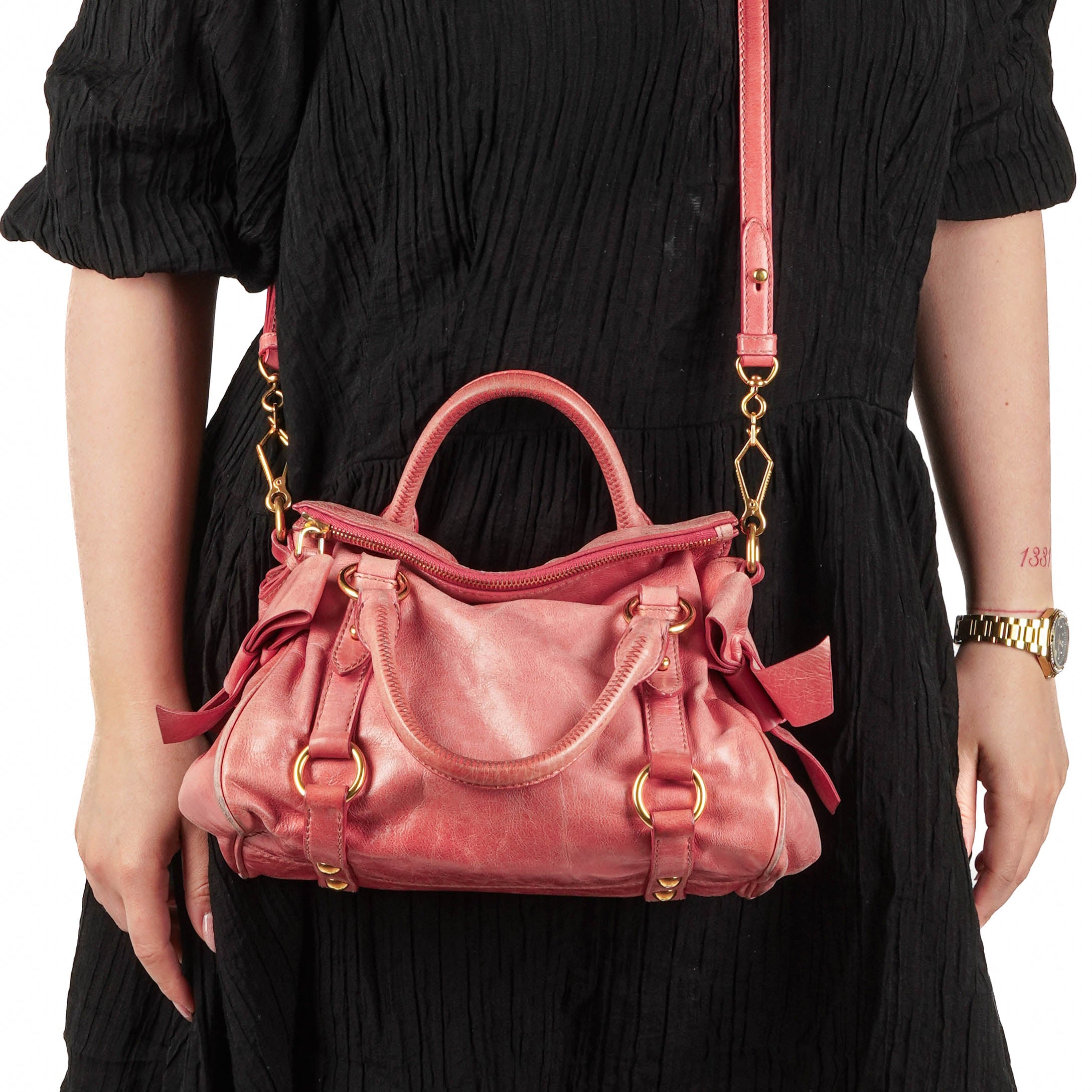 Miu Miu Vitello Bow Satchel Bag