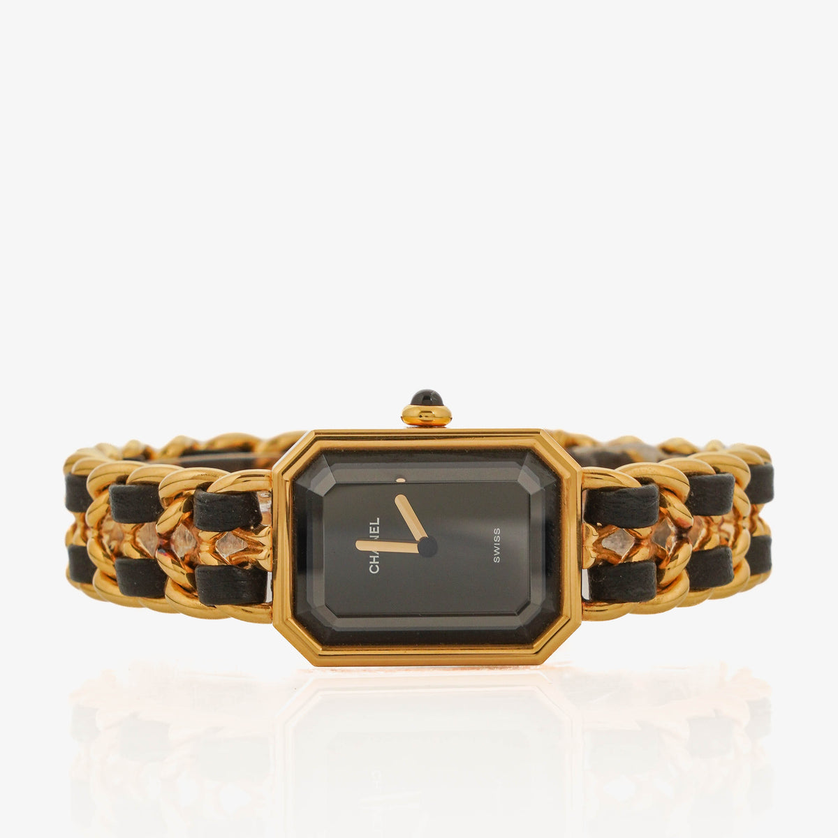 Chanel Stainless Steel Lambskin 20mm Chain Premiere Quartz Watch Gold L