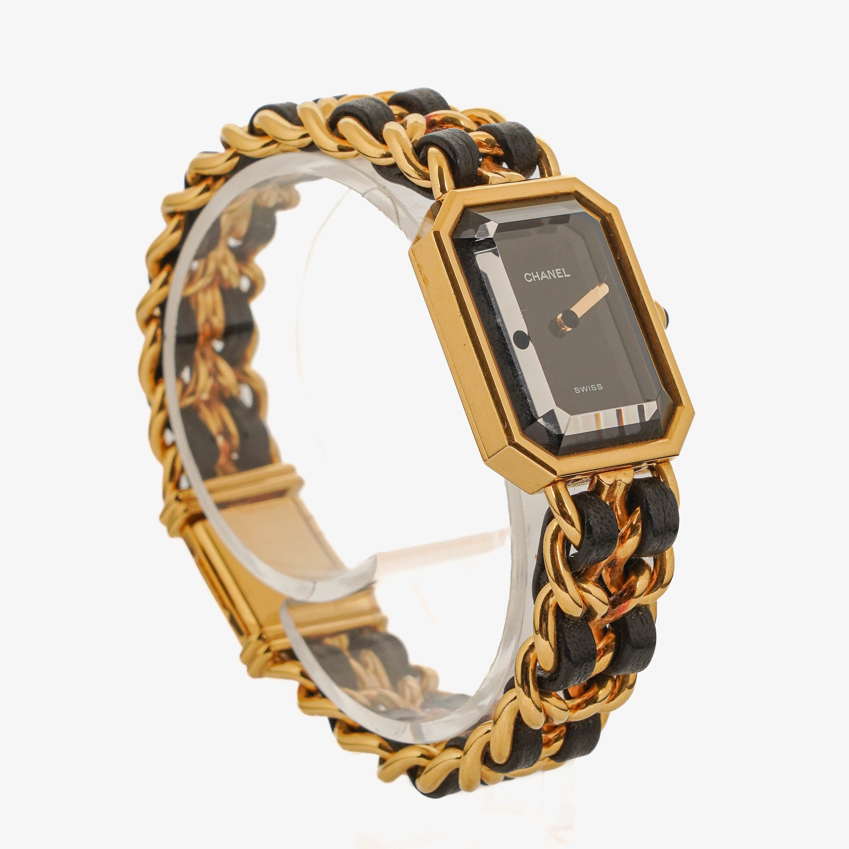 Chanel Stainless Steel Lambskin 20mm Chain Premiere Quartz Watch Gold L