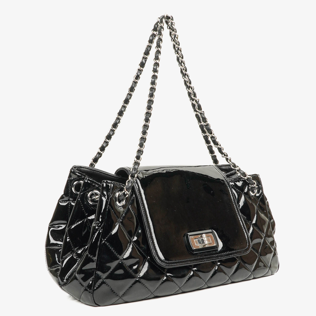 Chanel Reissue Accordion Black Quilted Patent Leather Flap Bag