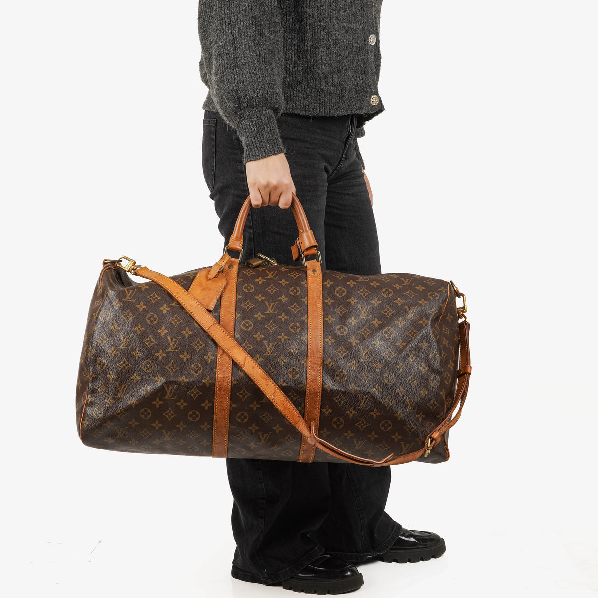 Louis Vuitton Keepall 60 Bandoulière Monogram Canvas Travel Bag