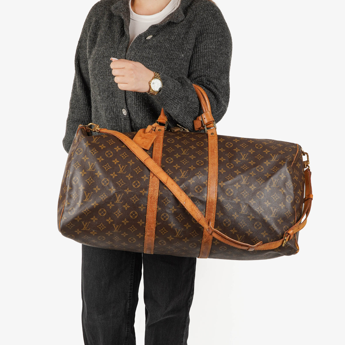 Louis Vuitton Keepall 60 Bandoulière Monogram Canvas Travel Bag