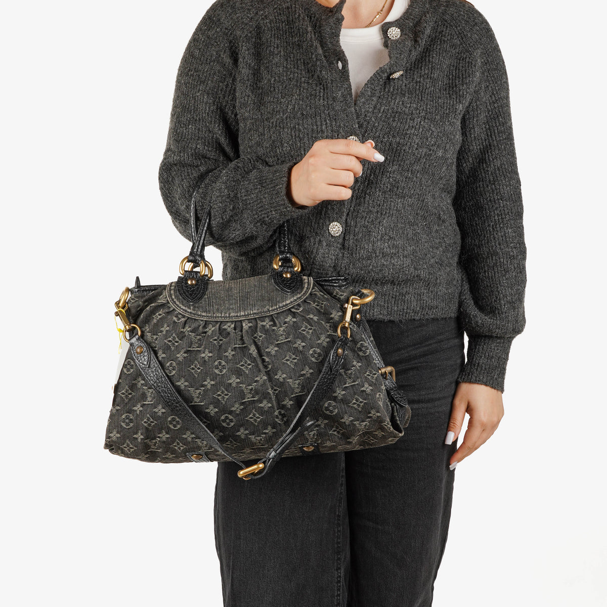 Louis Vuitton Neo Cabby MM Monogram Black Denim Bag