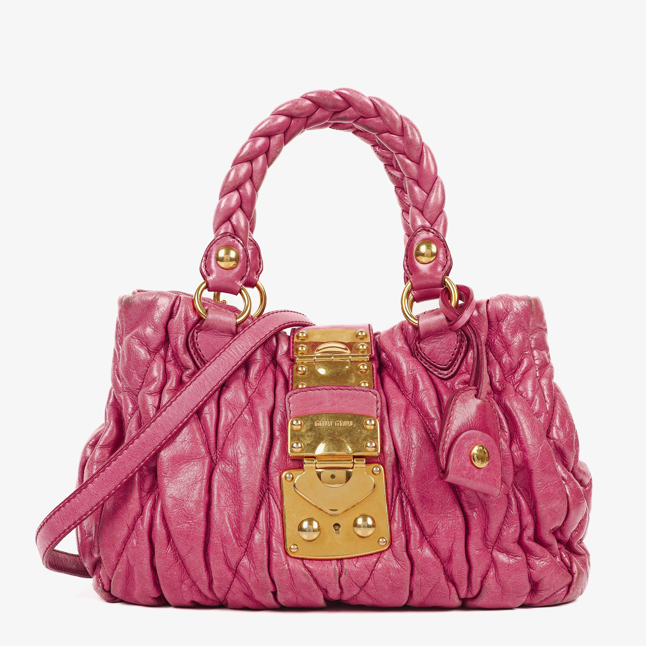 Miu Miu Matelasse Pink Leather Tote Bag