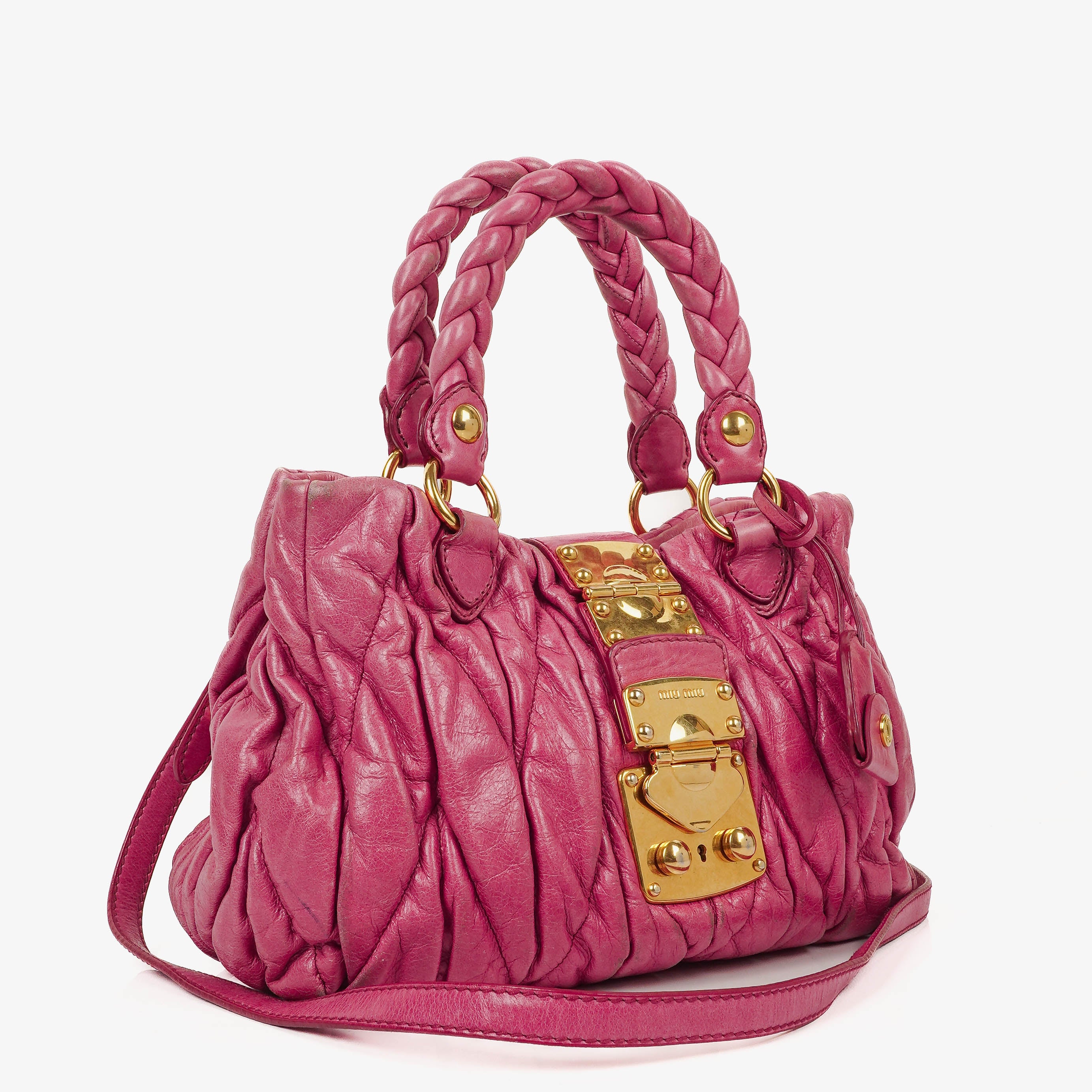 Miu Miu Matelasse Pink Leather Tote Bag