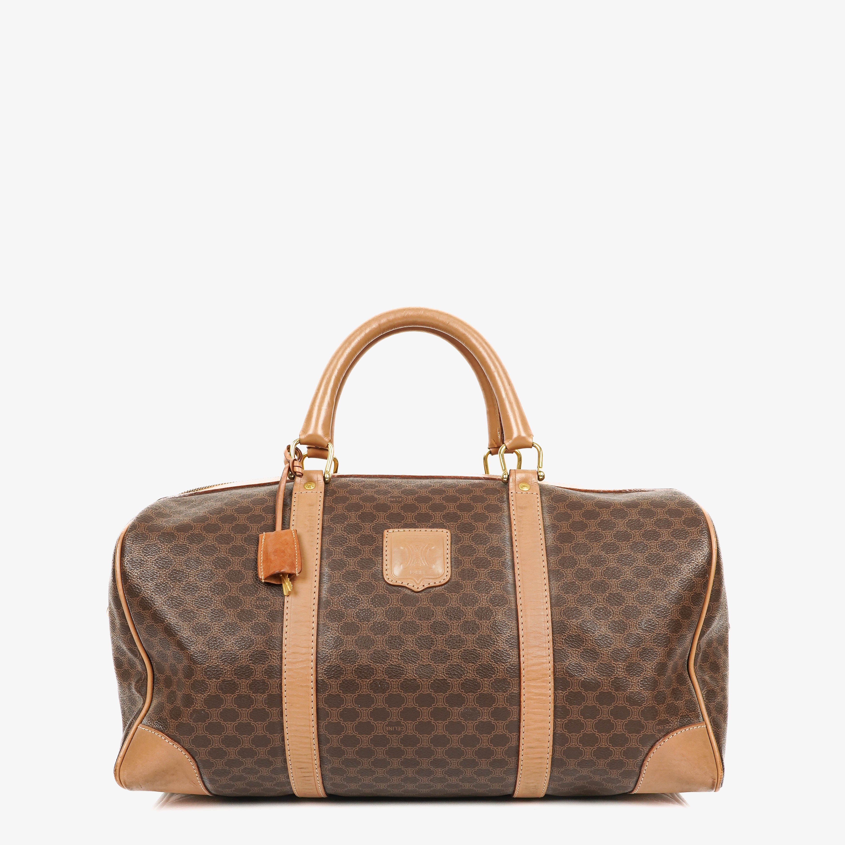 Celine Vintage Macadam Triomphe Brown Travel Bag