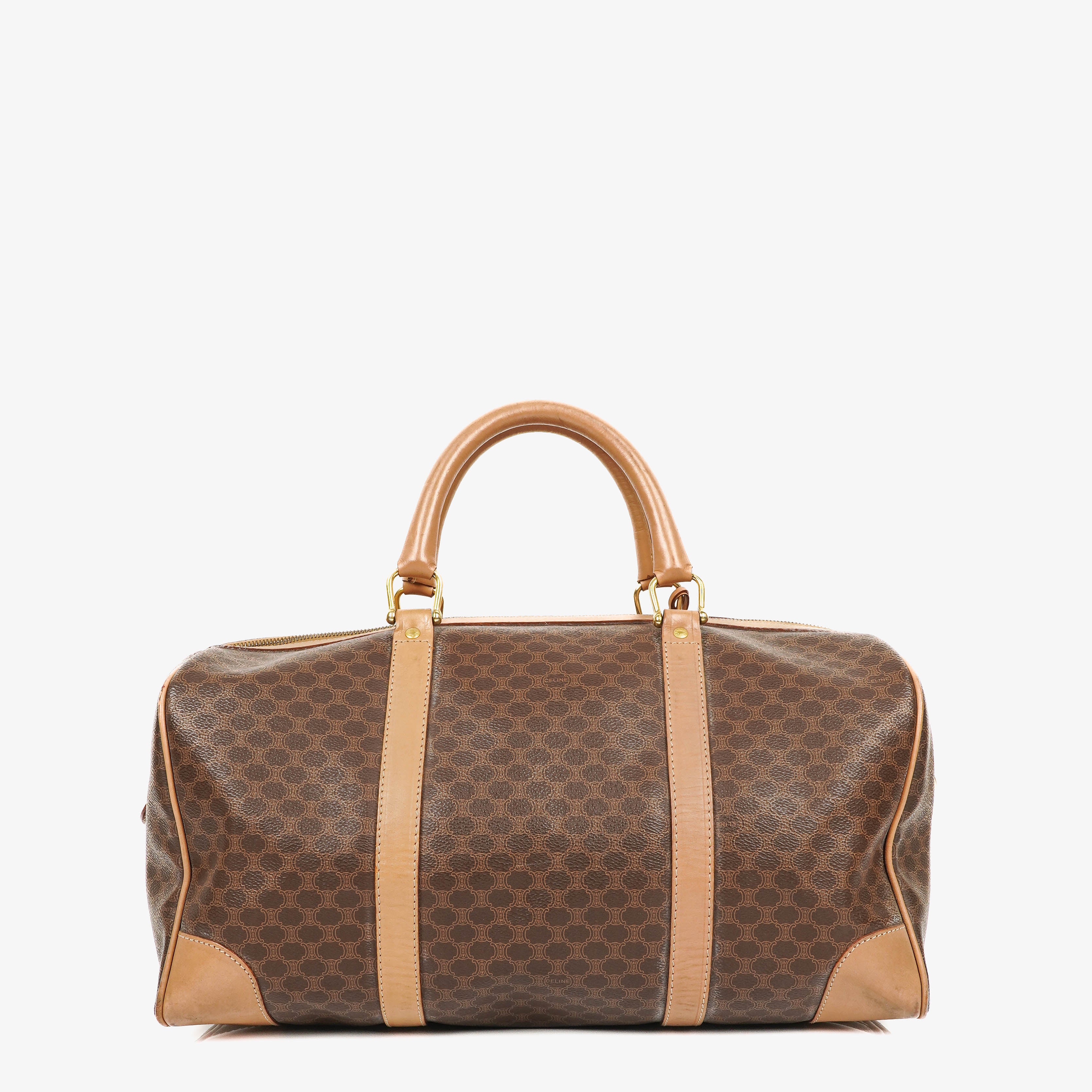 Celine Vintage Macadam Triomphe Brown Travel Bag
