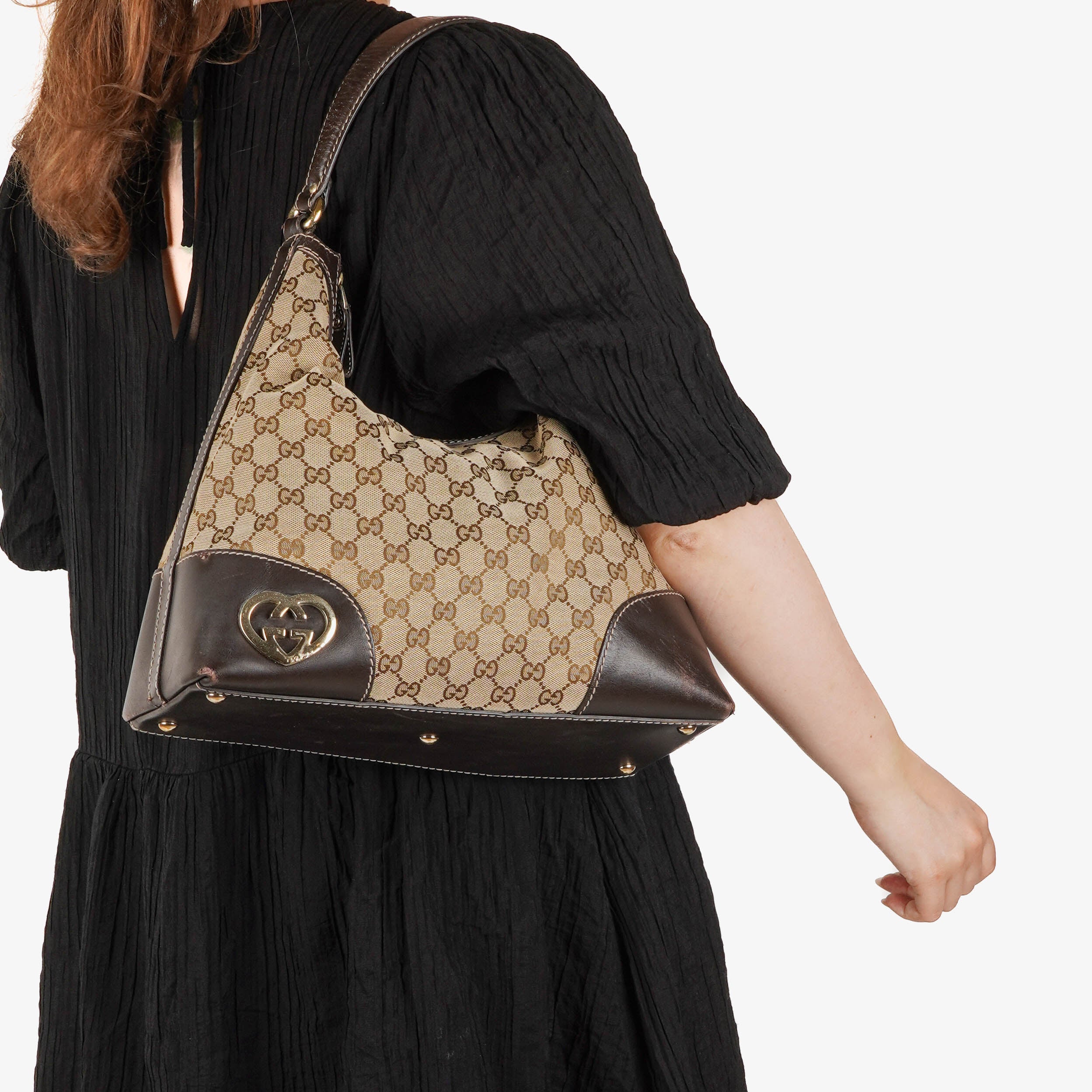 Gucci GG Canvas Lovely Heart Hobo Bag