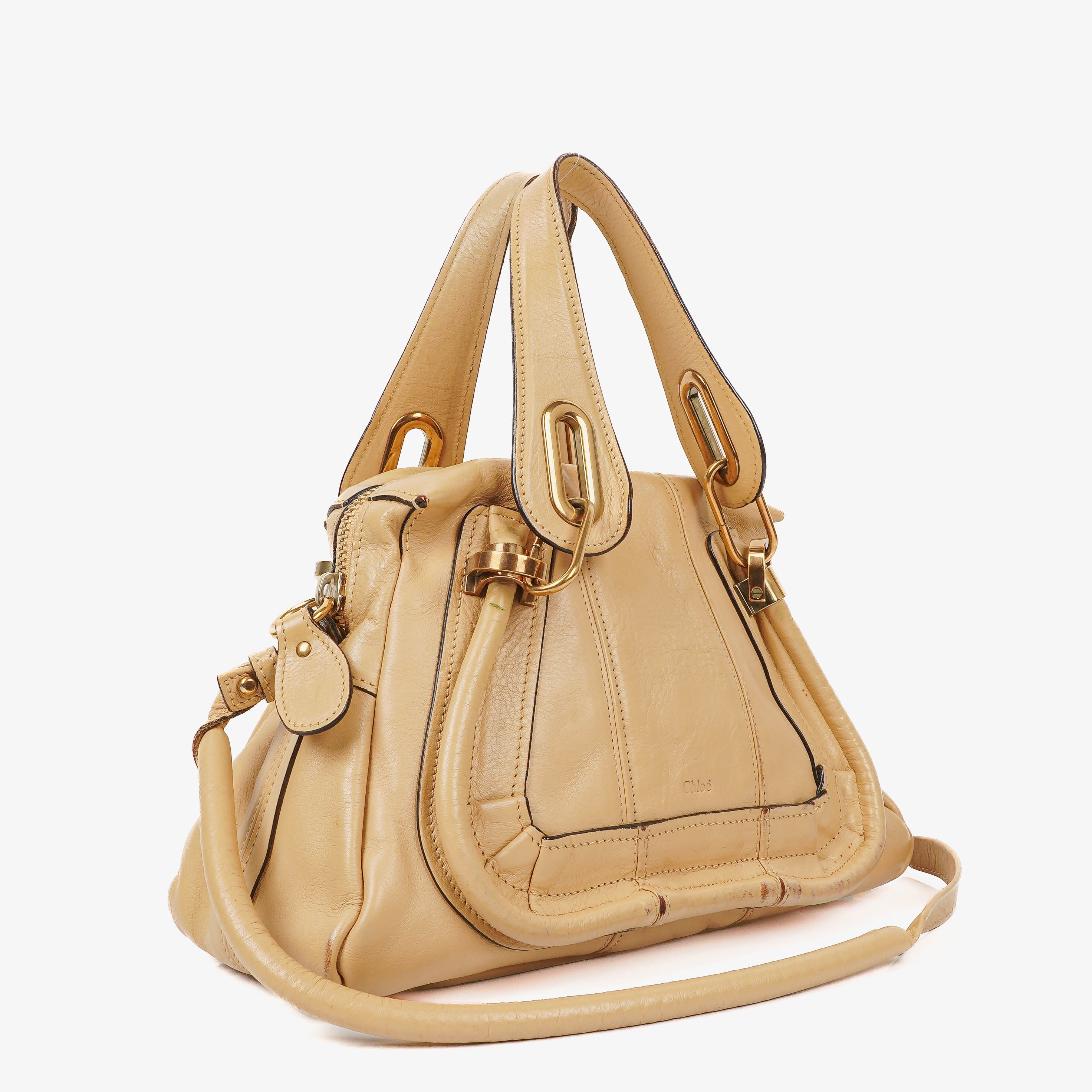 Chloe Paraty Small Eggshell Leather Bag