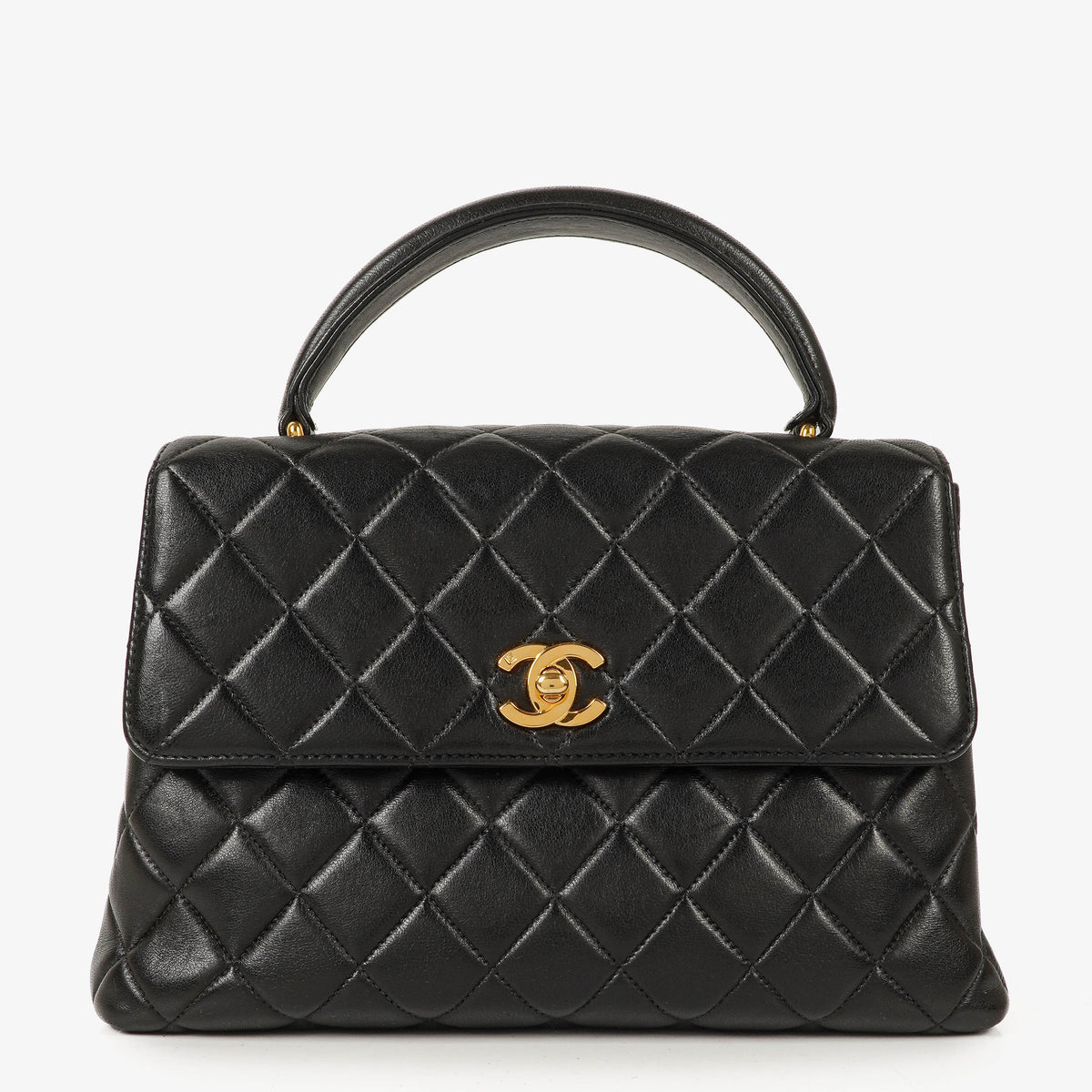 Chanel Kelly Top Handle Black Quilted Lambskin Bag