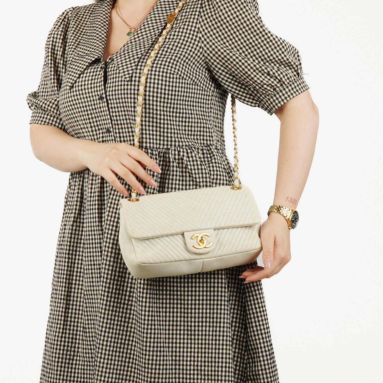 Chanel Chevron Leather Small Classic Flap Bag