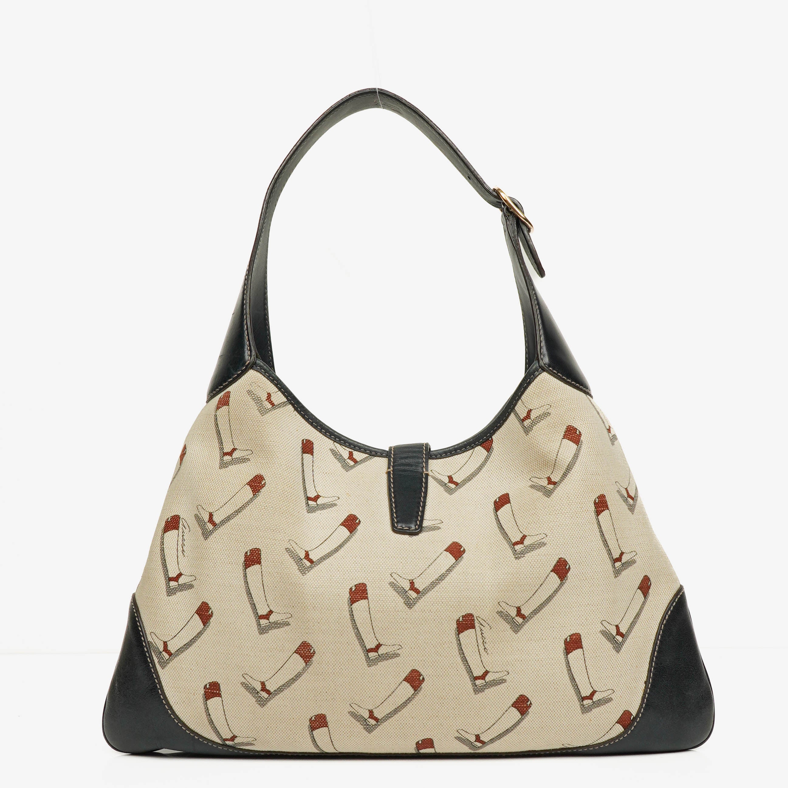 Gucci Canvas Boot Print Medium Jackie Hobo Bag
